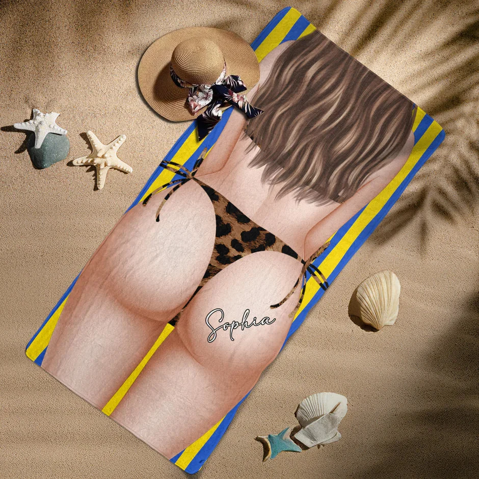 Personalized Beach Towel, Funny Big Butt Illusion for Girls Beach Trip, Unique Creative Gift - Image 7