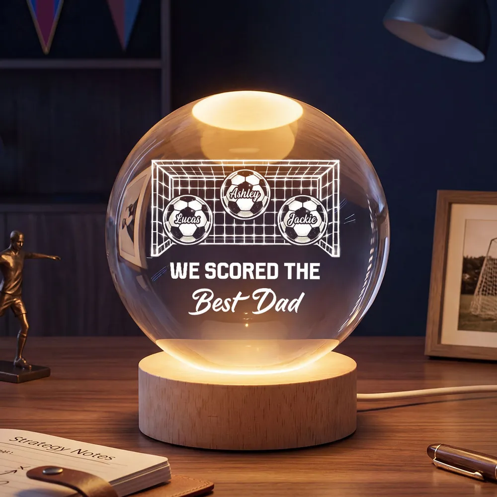 Custom Daddy's Dream Team Globe Lamp, Warm Soccer Night Light, Creative Gift for Dad & Husband - Image 7