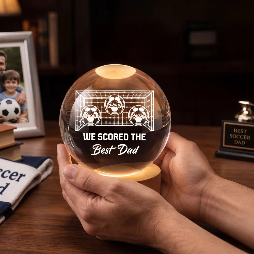 Custom Daddy's Dream Team Globe Lamp, Warm Soccer Night Light, Creative Gift for Dad & Husband - Image 8