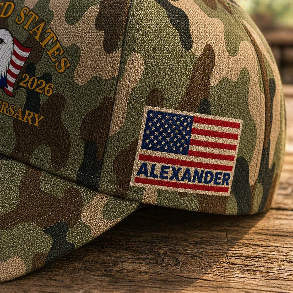 Personalized United States 250th Eagle & Flag Camo Classic Cap, Unique Outdoor Gift for Dad - Image 4