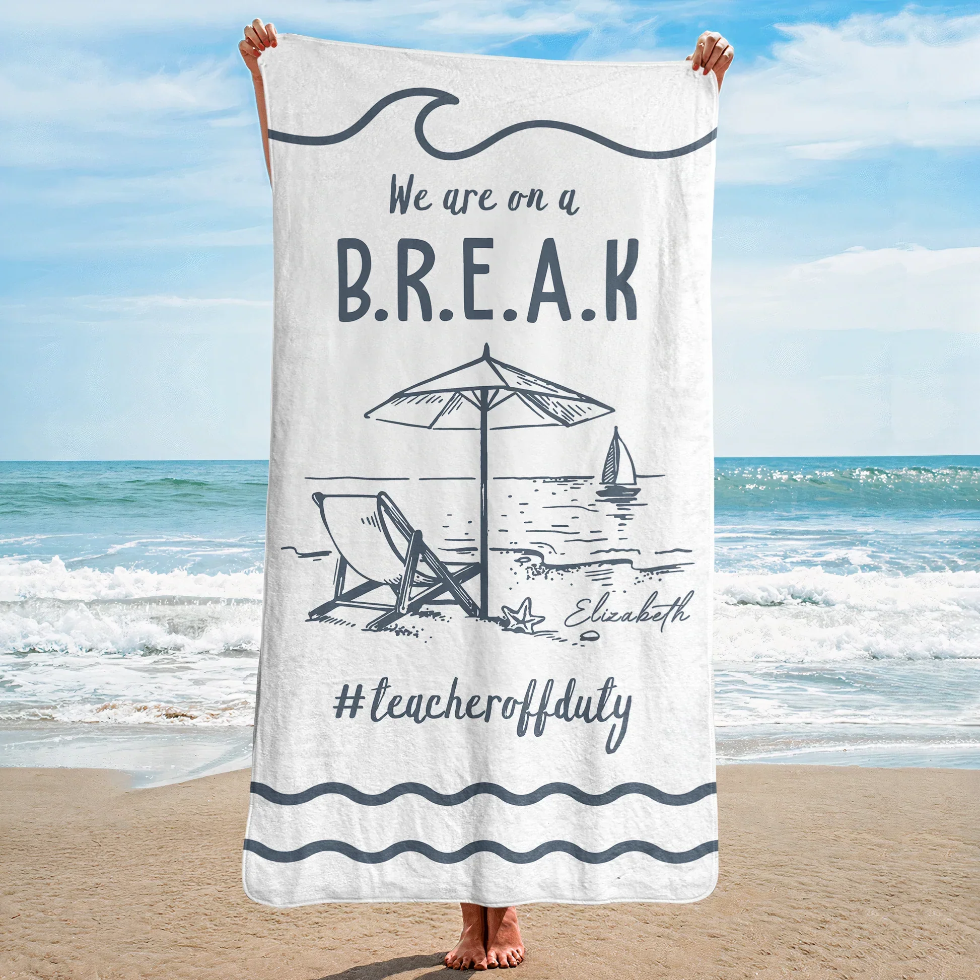 Personalized Beach Towel, Beaching Not Teaching, Unique Teacher Gift for Sunny Beach Trips - Image 3