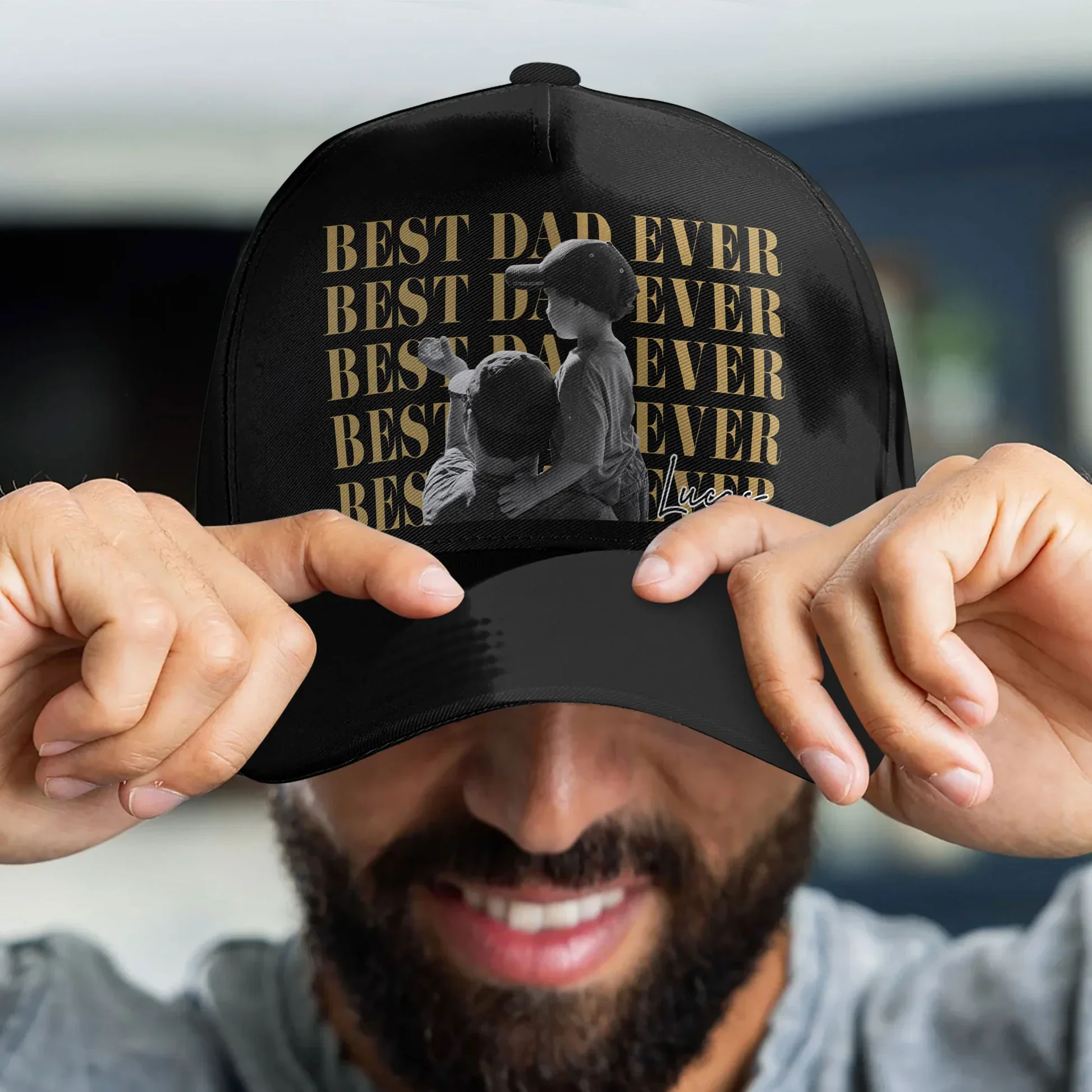Classic Cap with Best Dad Ever Design, Heartwarming Photo Gift for Dad - Image 5