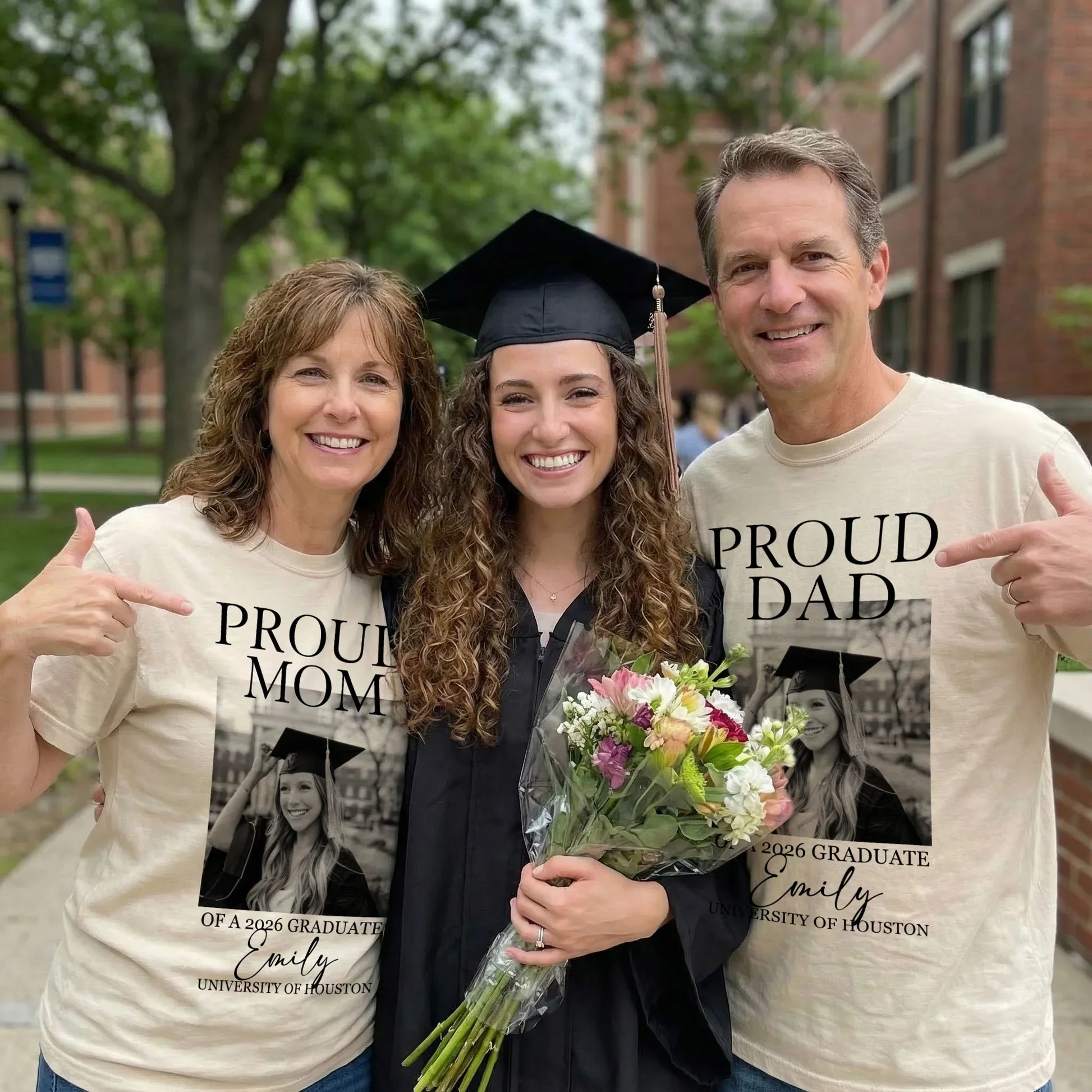 Personalized Classic Tee, Proud Dad Graduate Photo Shirt, Unique Gift for Dad's Big Day - Image 2