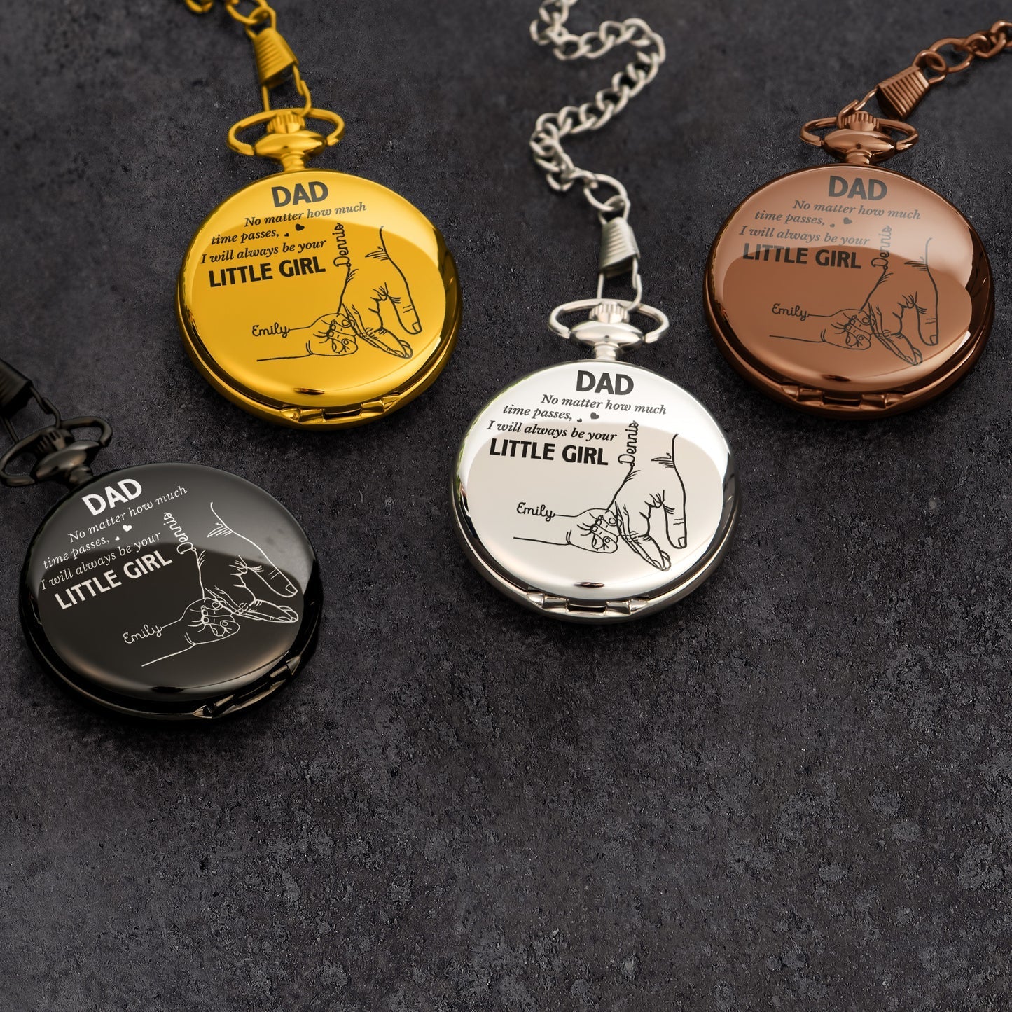 Dad Personalized Pocket Watch, I Will Always Be Your Little Girl Keepsake, Unique Gift With Timeless Style - Image 4