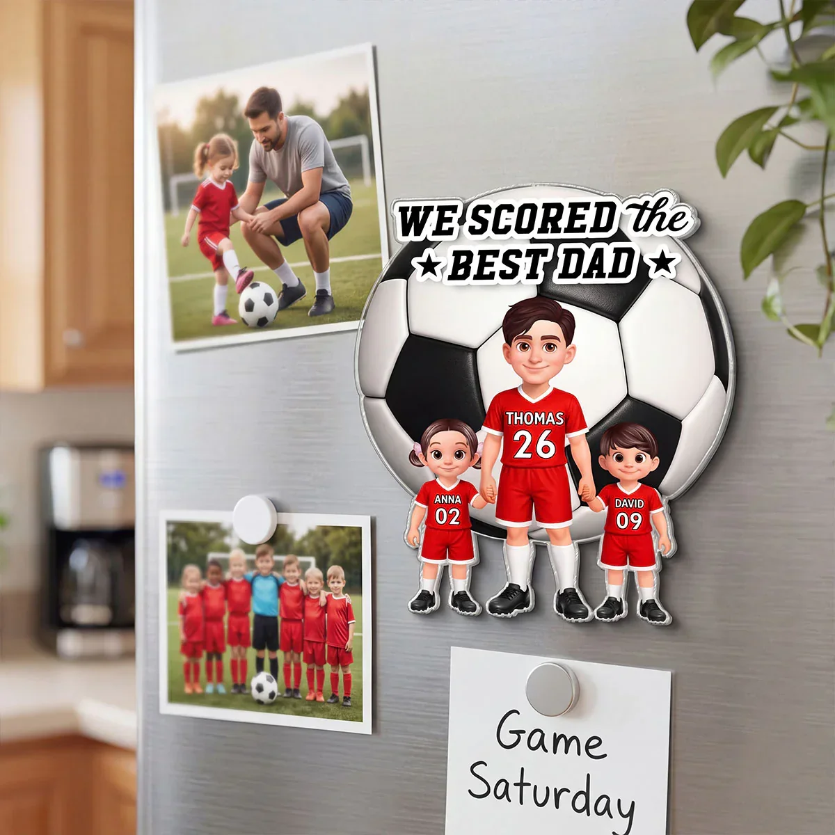We Scored The Best Dad Acrylic Fridge Magnet, Cute Soccer Family Creative Gift for Dad - Image 4