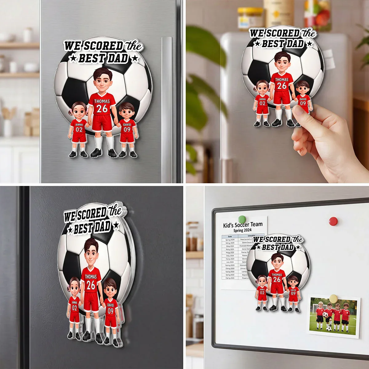 We Scored The Best Dad Acrylic Fridge Magnet, Cute Soccer Family Creative Gift for Dad - Image 6