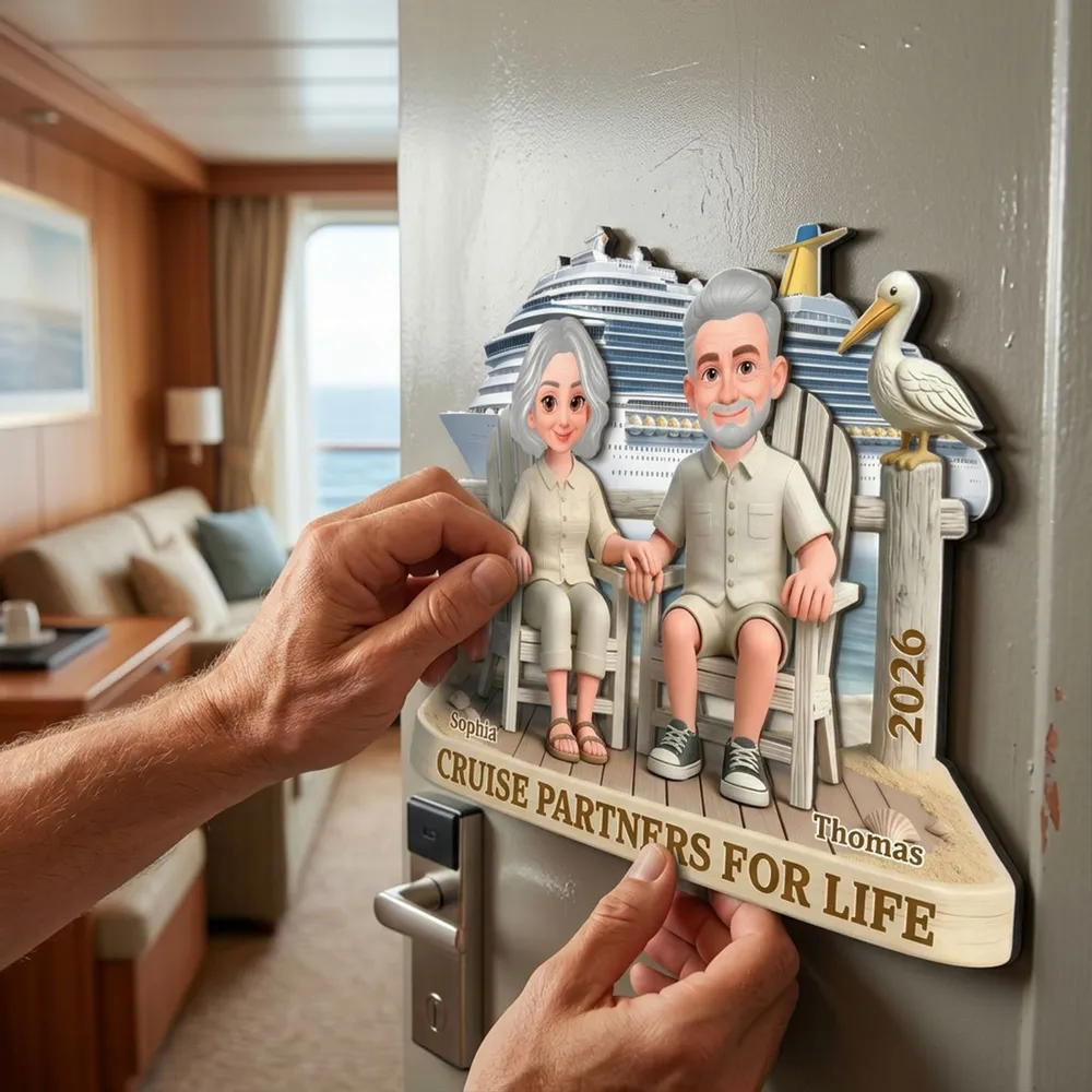 Personalized Cruise Partners for Life Acrylic Magnet, Beach Chair Couple Scene, Creative Gift for Couples - Image 8