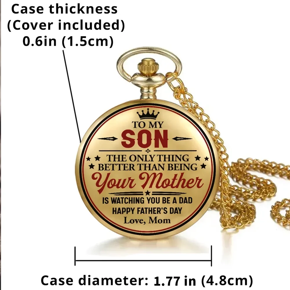 Personalized Pocket Watch for Son, Unique Vintage Father's Day Gift from Mom with Custom Keepsake Design - Image 4