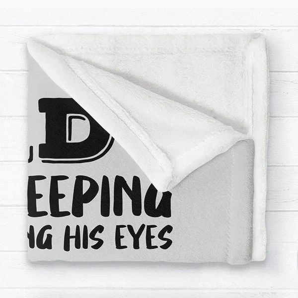 Personalized Fleece Blanket, Resting His Eyes Armchair Dad Cartoon, Unique Father's Day Gift for Dad - Image 5