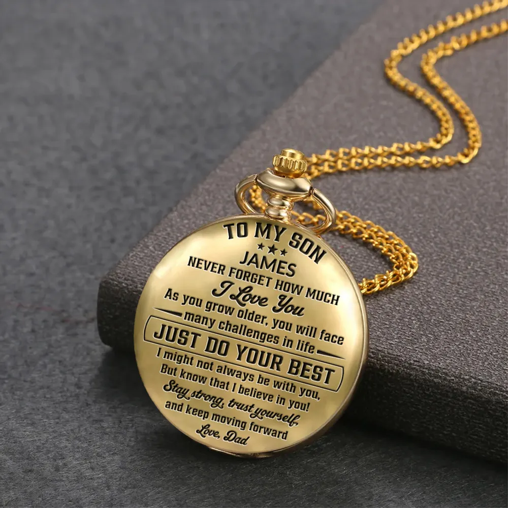 Custom Pocket Watch, I Believe In You Keepsake, Creative Gift for Son with Timeless Style - Image 3