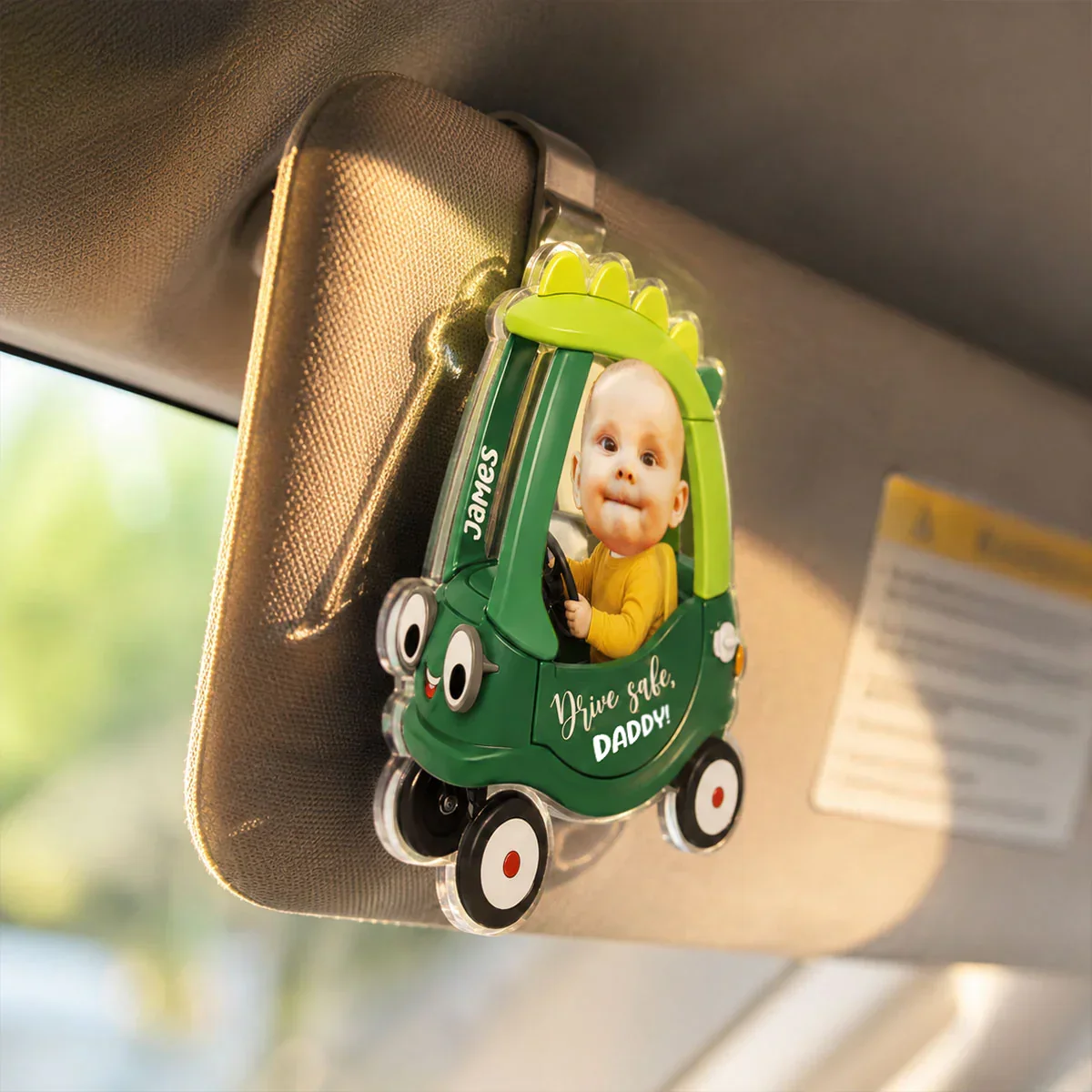 Drive Safe Daddy Acrylic Car Visor Clip, Custom Baby Photo Car Accessory, Creative Gift for Dad - Image 3