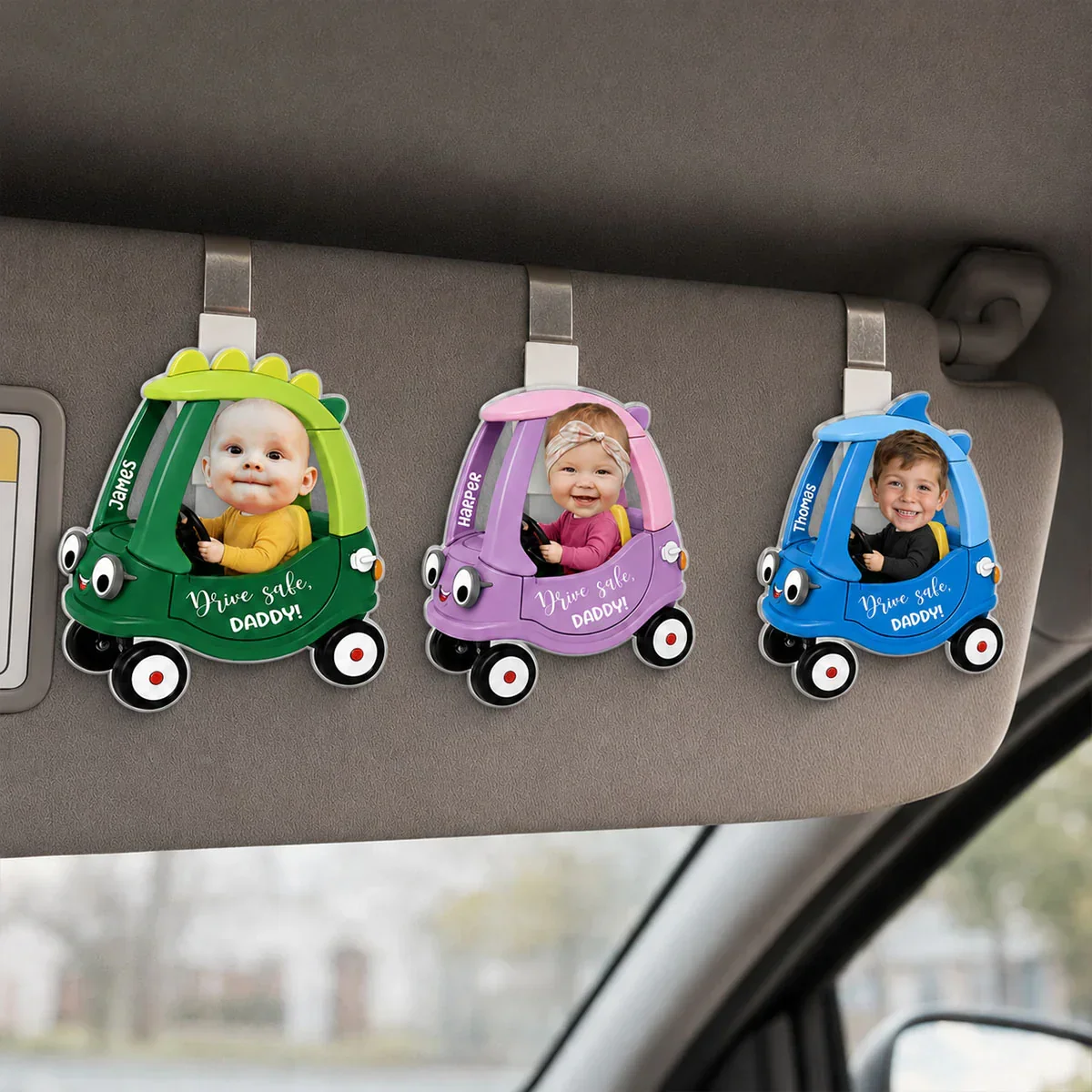 Drive Safe Daddy Acrylic Car Visor Clip, Custom Baby Photo Car Accessory, Creative Gift for Dad - Image 5