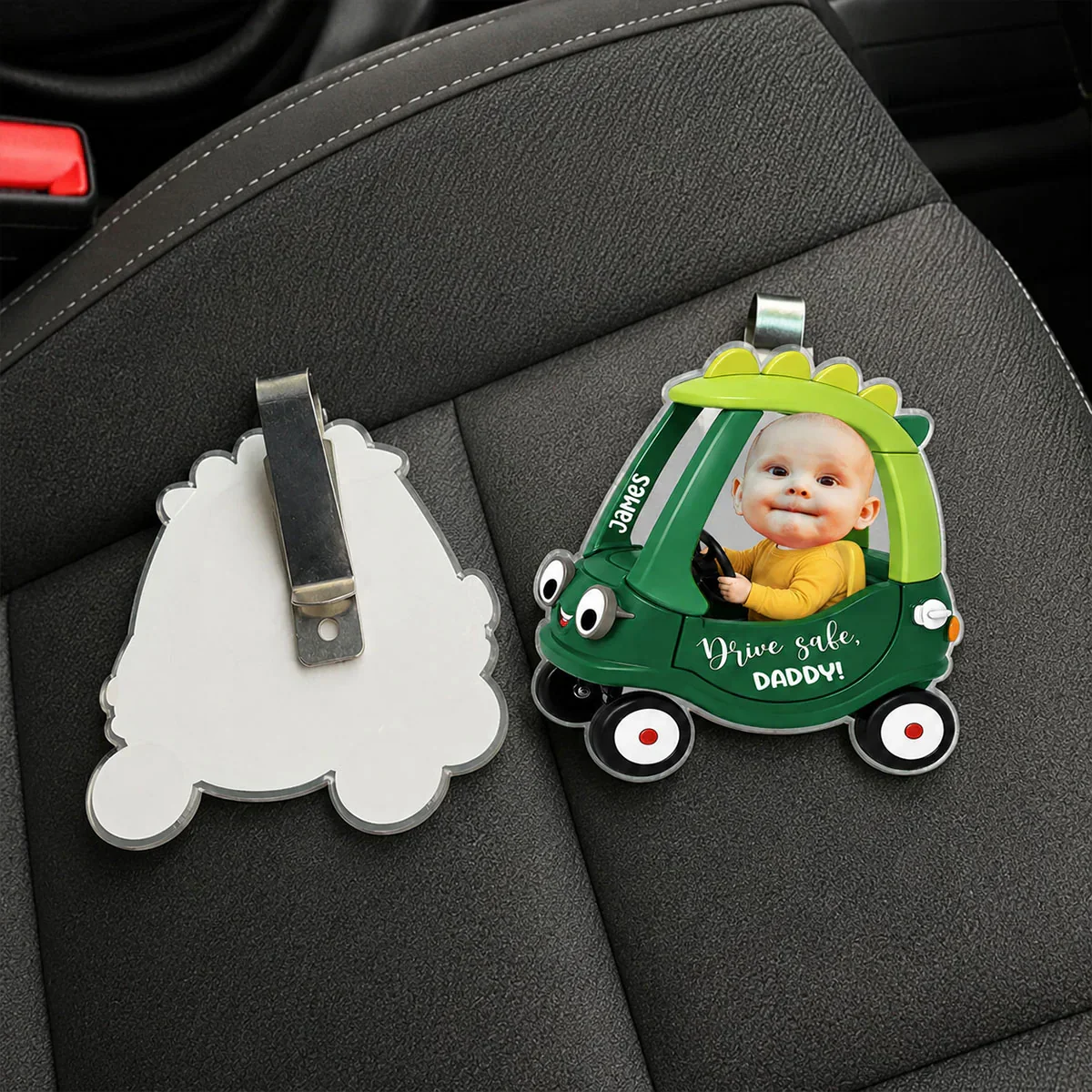 Drive Safe Daddy Acrylic Car Visor Clip, Custom Baby Photo Car Accessory, Creative Gift for Dad - Image 6