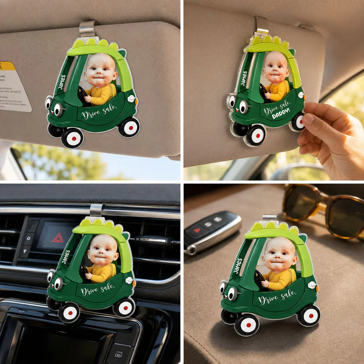 Drive Safe Daddy Acrylic Car Visor Clip, Custom Baby Photo Car Accessory, Creative Gift for Dad - Image 7