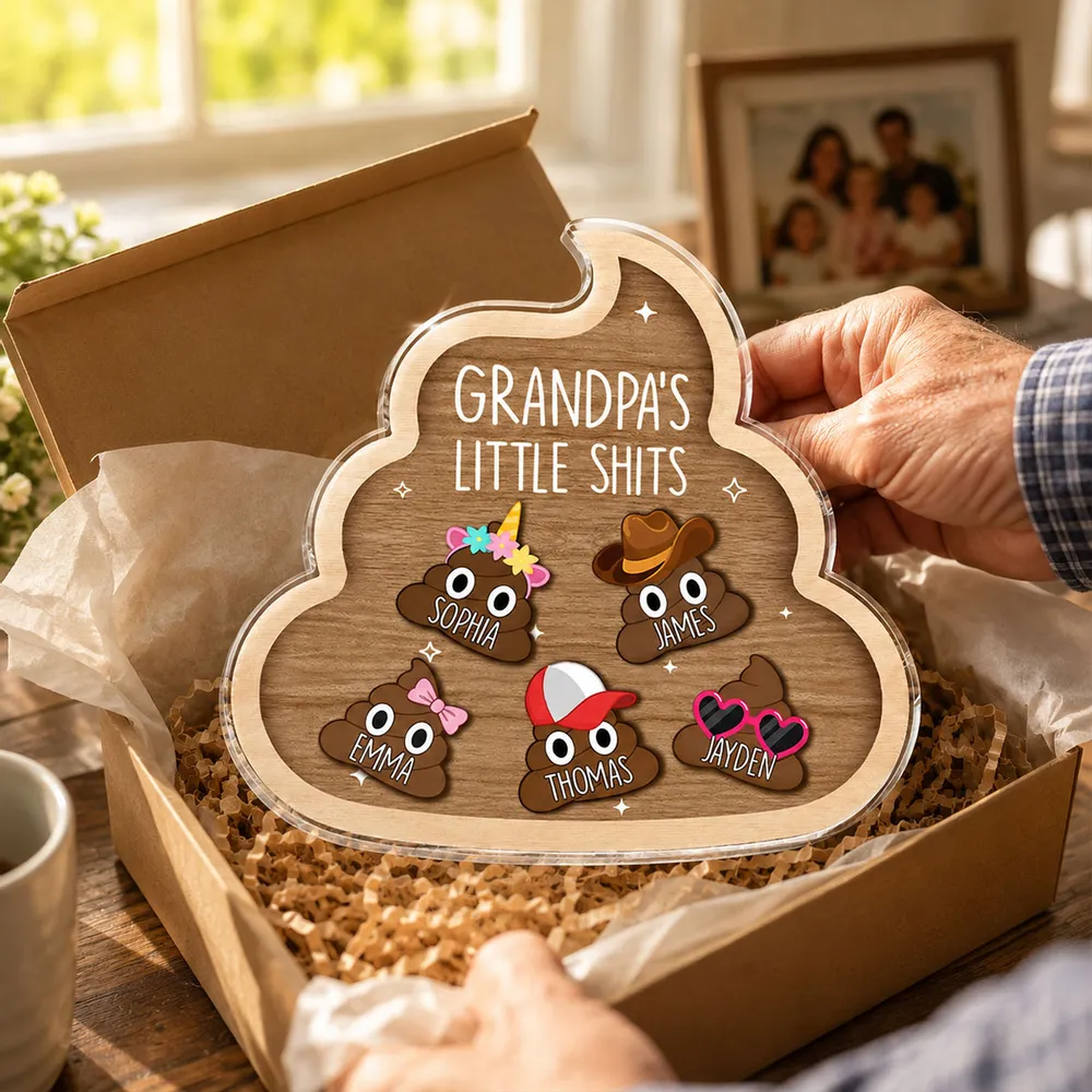 Personalized Acrylic Fridge Magnet With Cute Cartoon Poop Characters, Unique Gift For Grandpa's Kitchen Laughs - Image 3