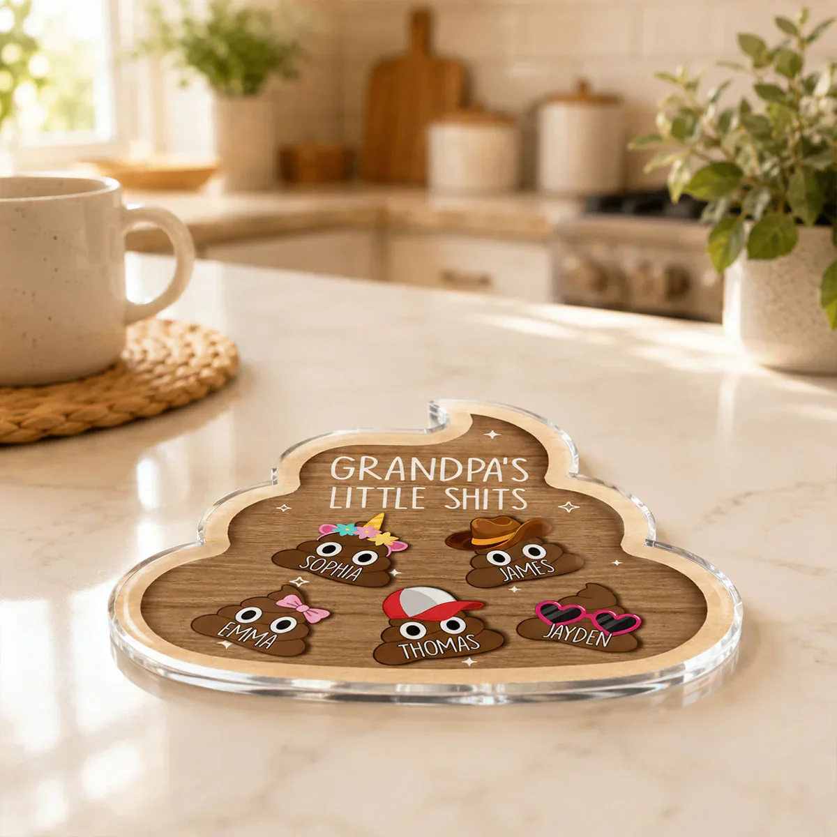 Personalized Acrylic Fridge Magnet With Cute Cartoon Poop Characters, Unique Gift For Grandpa's Kitchen Laughs - Image 6