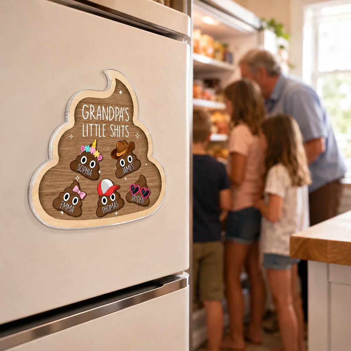 Personalized Acrylic Fridge Magnet With Cute Cartoon Poop Characters, Unique Gift For Grandpa's Kitchen Laughs - Image 7