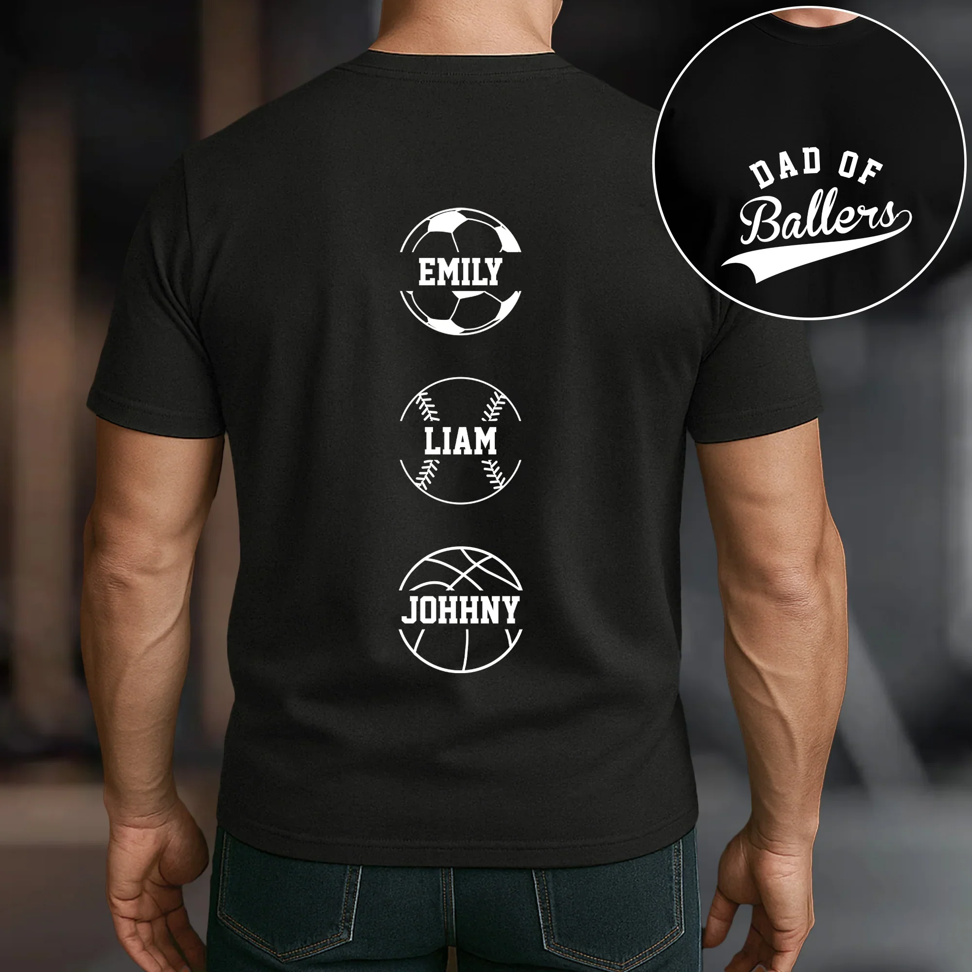 Custom Dual Print Classic Tee For Dad, Outdoor Game Day Sports Pride, Creative Father's Day Gift - Image 3