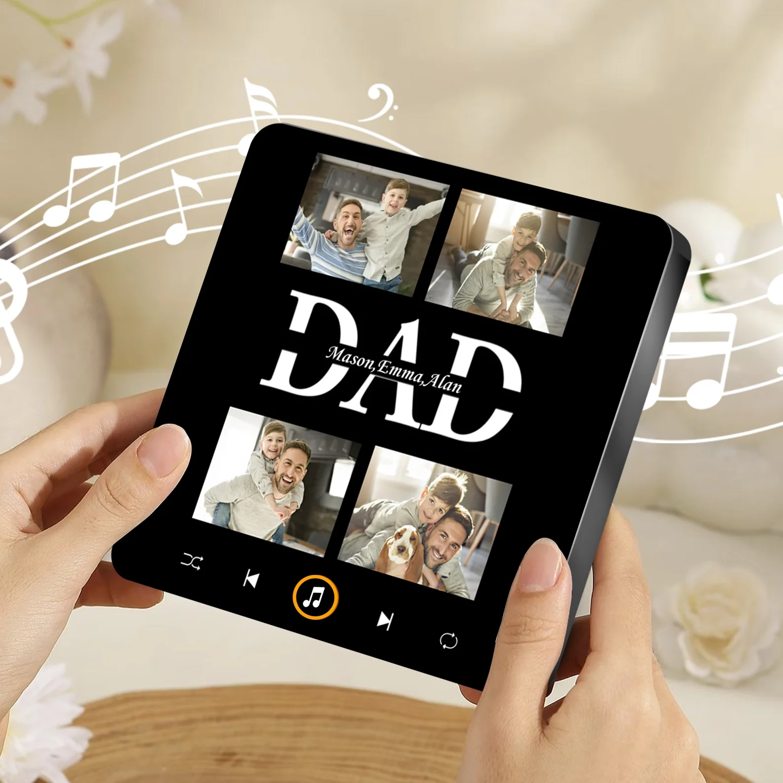 Personalized Acrylic Music Magnet, Dad Photo Collage, Unique Father's Day Gift for Dad - Image 3