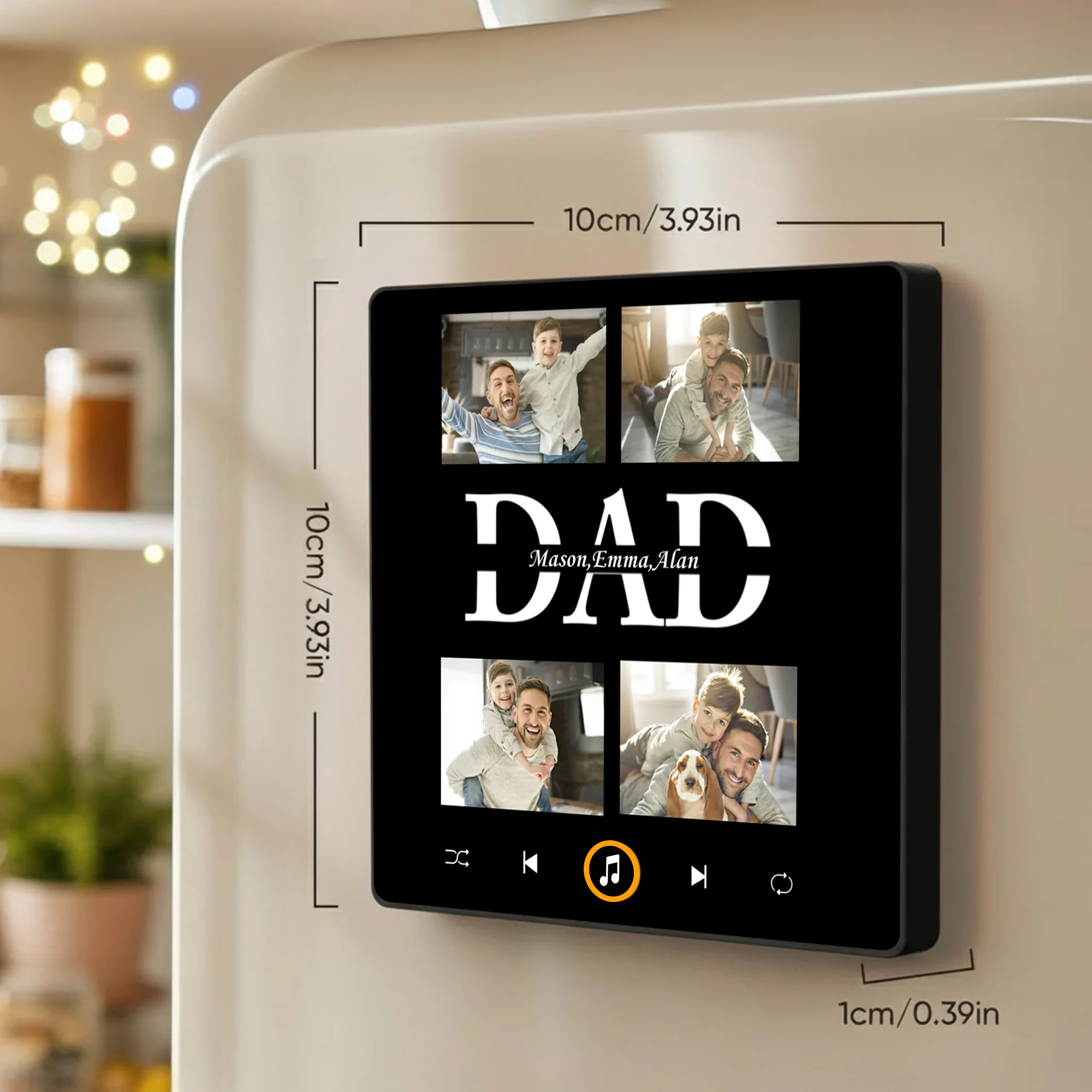 Personalized Acrylic Music Magnet, Dad Photo Collage, Unique Father's Day Gift for Dad - Image 4