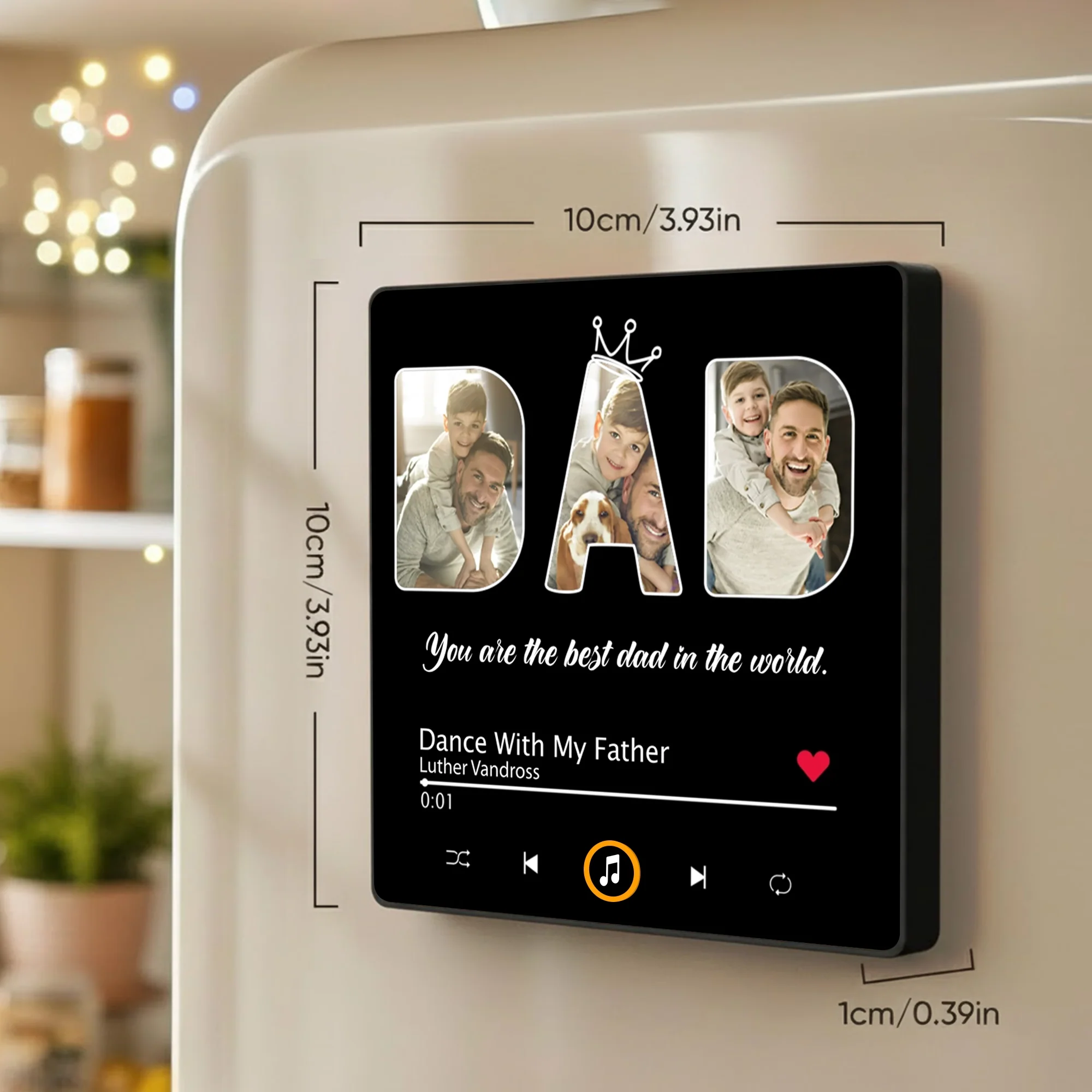 Best Dad Acrylic Music Magnet, Custom Music Player Fridge Decor, Heartwarming Gift for Dad - Image 3