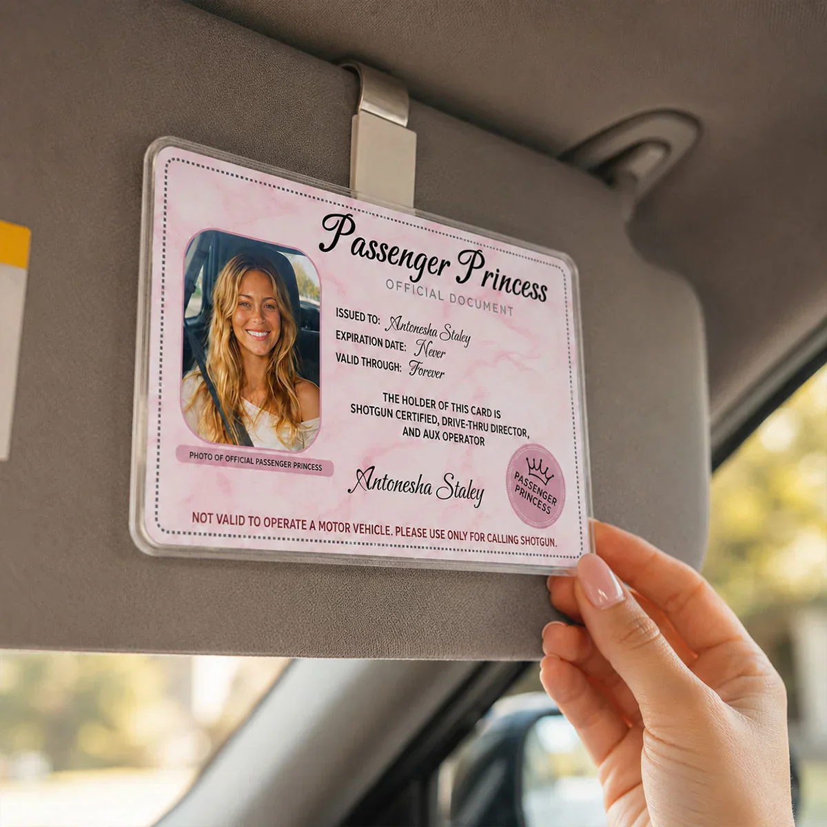 Personalized Acrylic Car Visor Clip, Passenger Princess Car Decor, Unique Gift for Girlfriend - Image 3