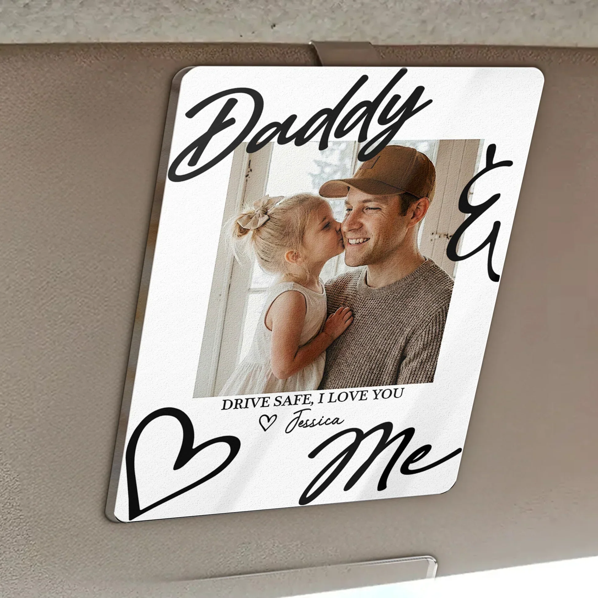 Custom Drive Safe Daddy I Love You Acrylic Car Visor Clip, Smiling Dad & Child Keepsake, Creative Gift - Image 3
