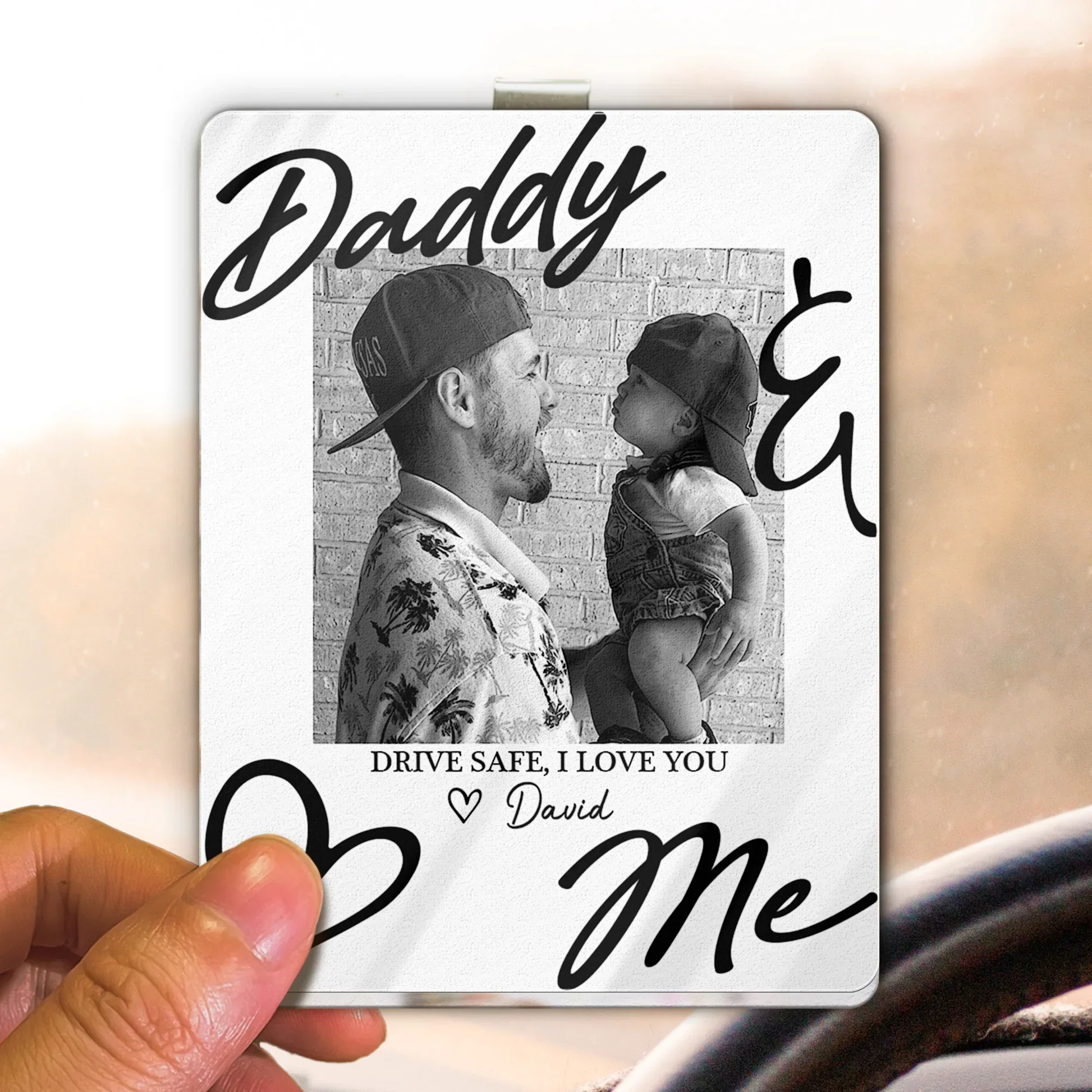 Custom Drive Safe Daddy I Love You Acrylic Car Visor Clip, Smiling Dad & Child Keepsake, Creative Gift - Image 4