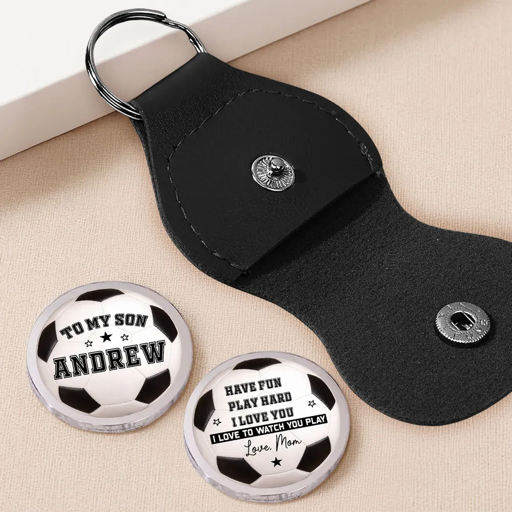Personalized Soccer Ball Pocket Hug for Son, Custom Sports Keepsake, Unique Gift from Mom - Image 3