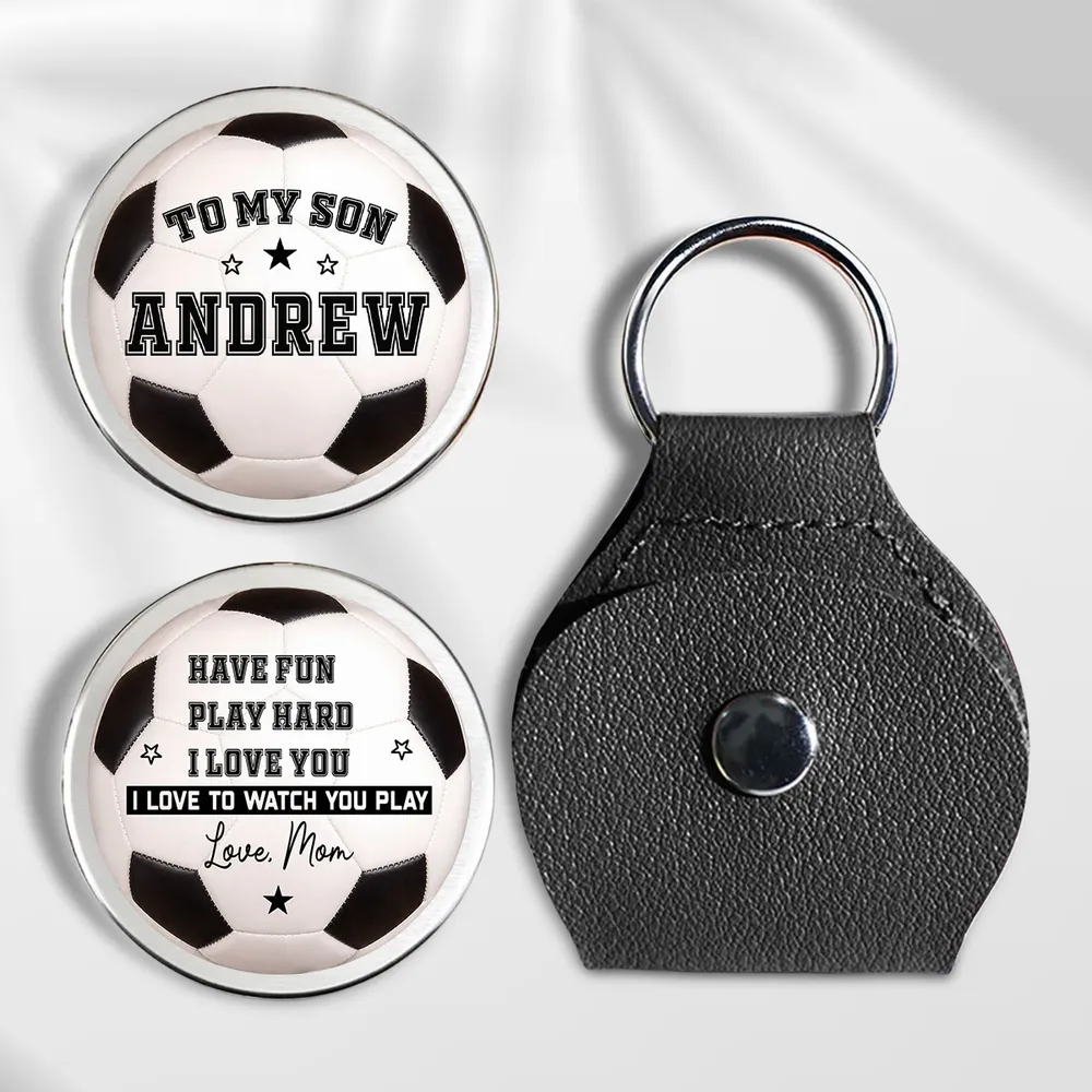 Personalized Soccer Ball Pocket Hug for Son, Custom Sports Keepsake, Unique Gift from Mom - Image 6
