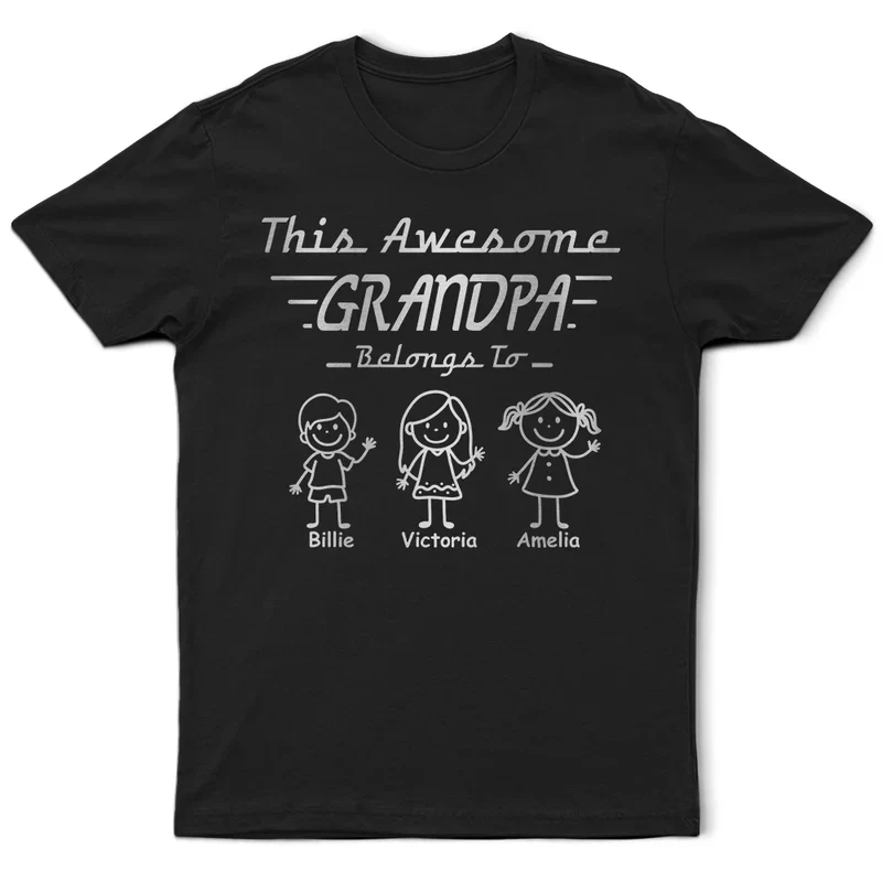This Grandpa Belongs To Classic Tee, Custom Family Shirt, Creative Gift For Grandpa - Image 2