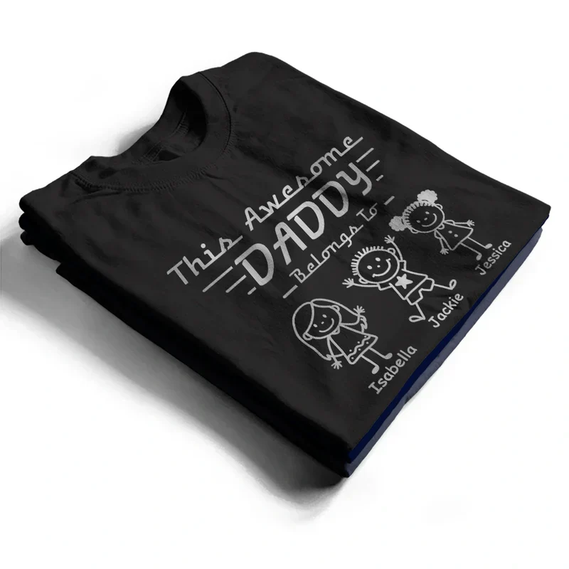 This Grandpa Belongs To Classic Tee, Custom Family Shirt, Creative Gift For Grandpa - Image 3