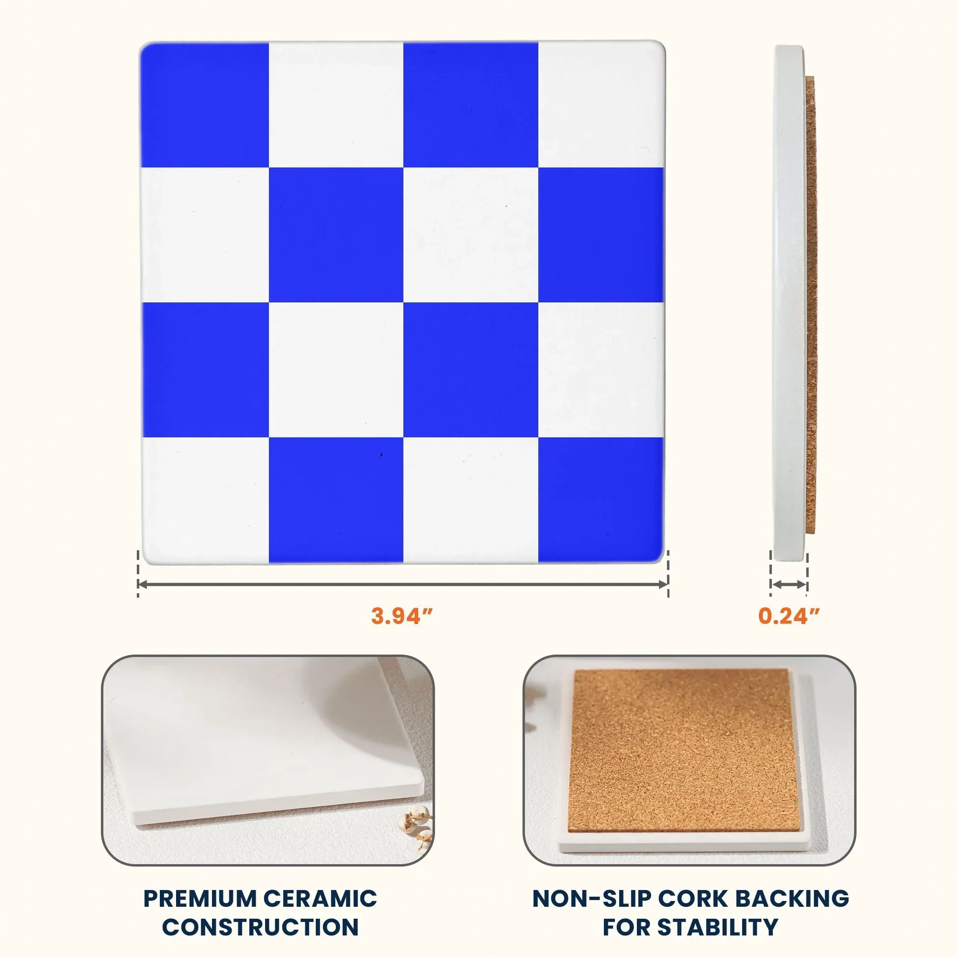 Personalized Square Ceramic Coaster, Blue & White Nautical Flag Alphabet, Unique Creative Gift for Boat Lovers - Image 5