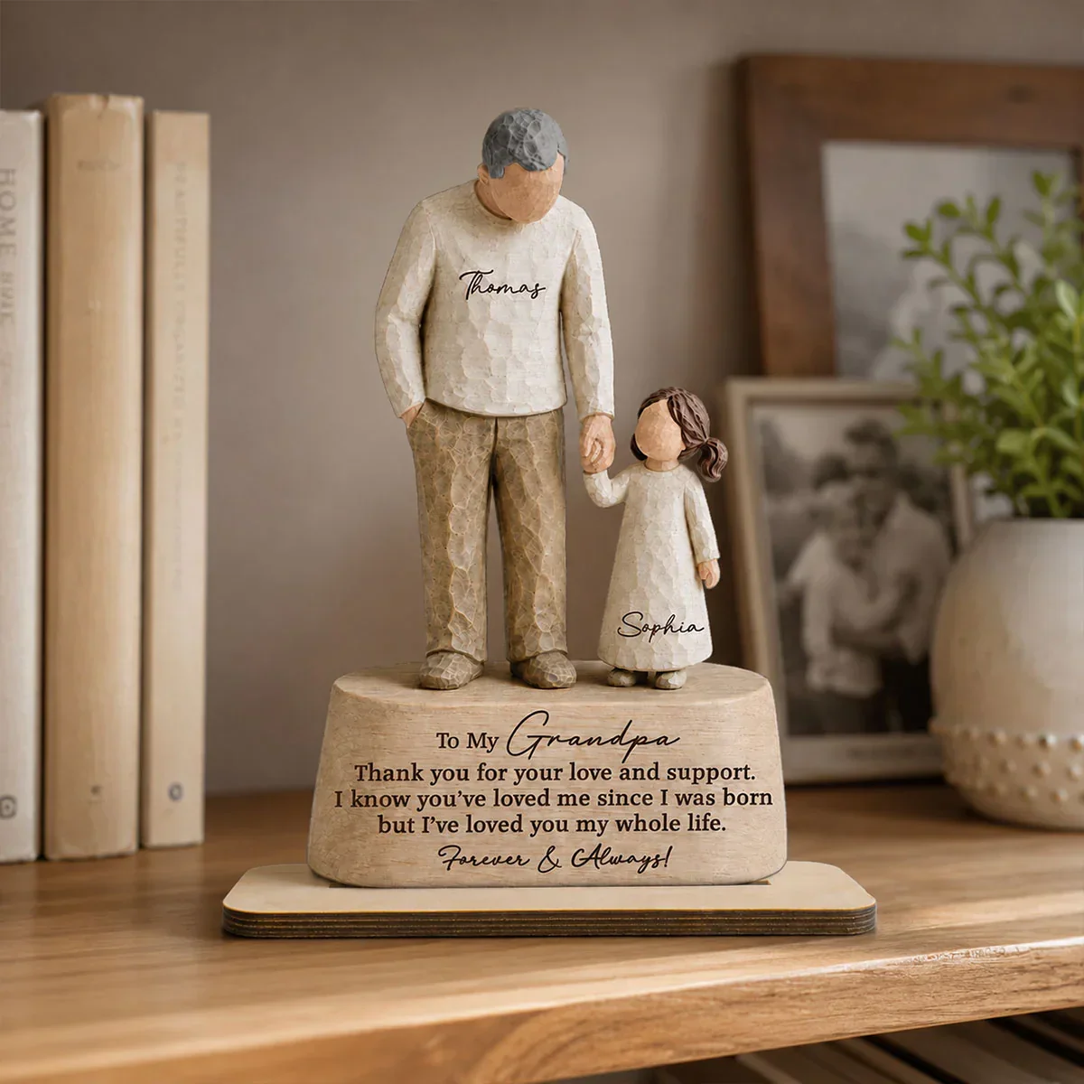 Grandpa & Grandchild Holding Hands 2-Layer Wooden Plaque, Forever & Always Personalized Unique Gift - Image 7