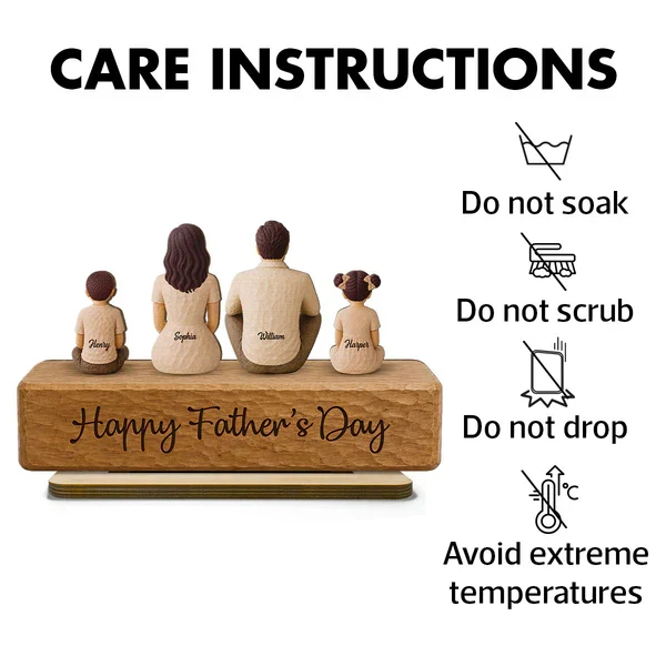 Personalized 2-Layer Wooden Plaque with Seated Family, Unique Father's Day Gift for Dad - Image 6