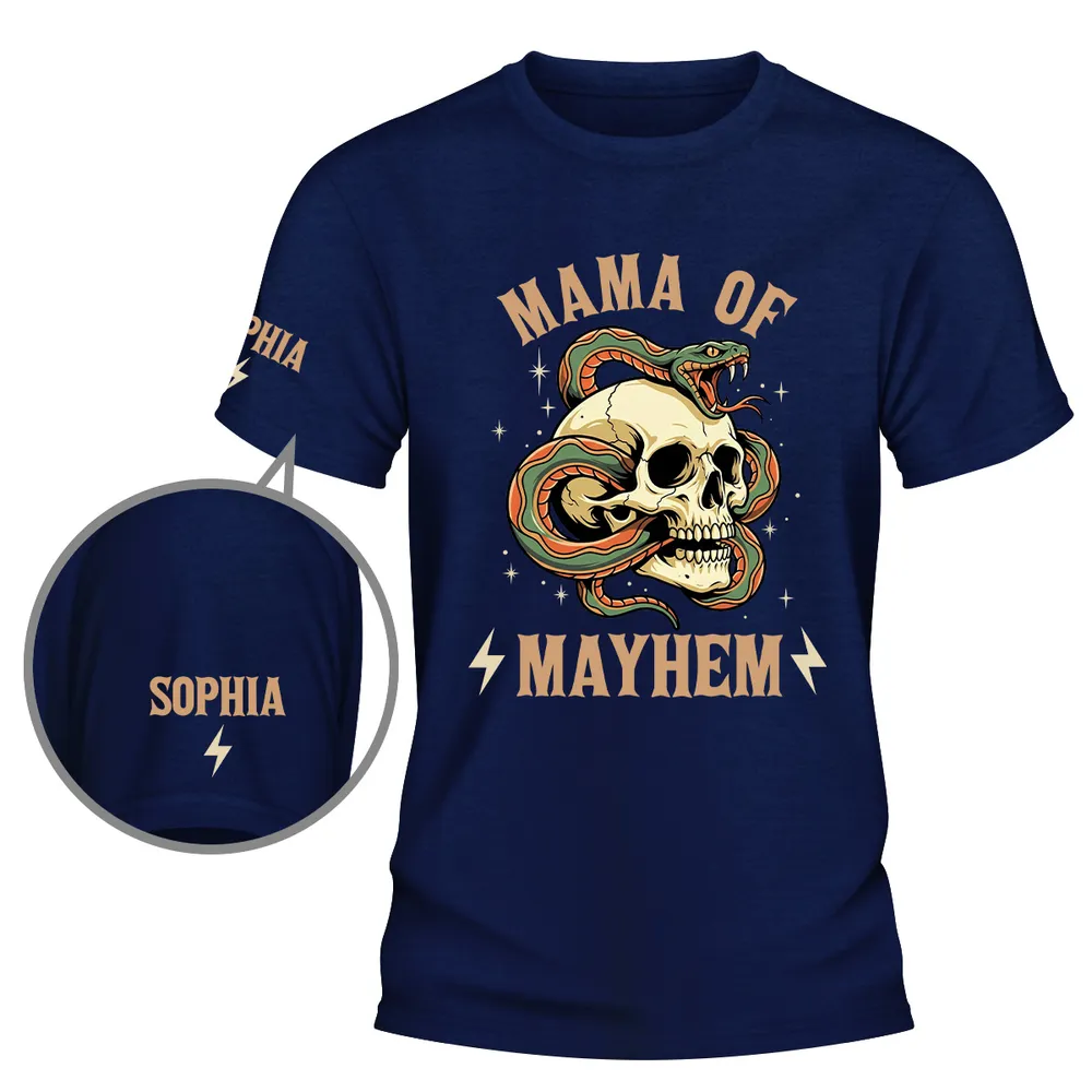Personalized Father Of Mayhem Dual Print Classic Tee, Skull & Snake Graphic, Unique Gift For Dad - Image 7