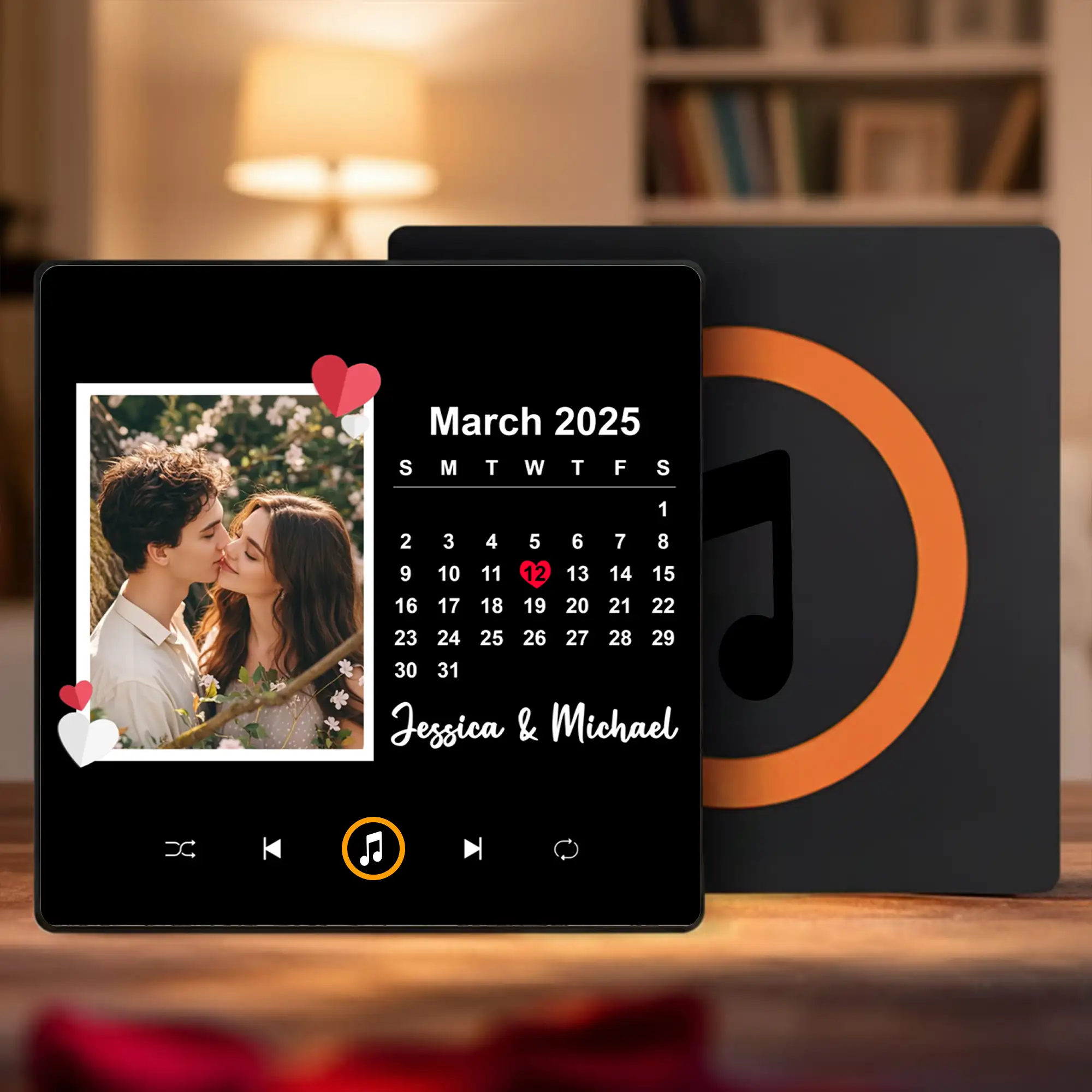 Acrylic Music Magnet with Kissing Couple Photo, Personalized Romantic Keepsake, Creative Gift for Partner