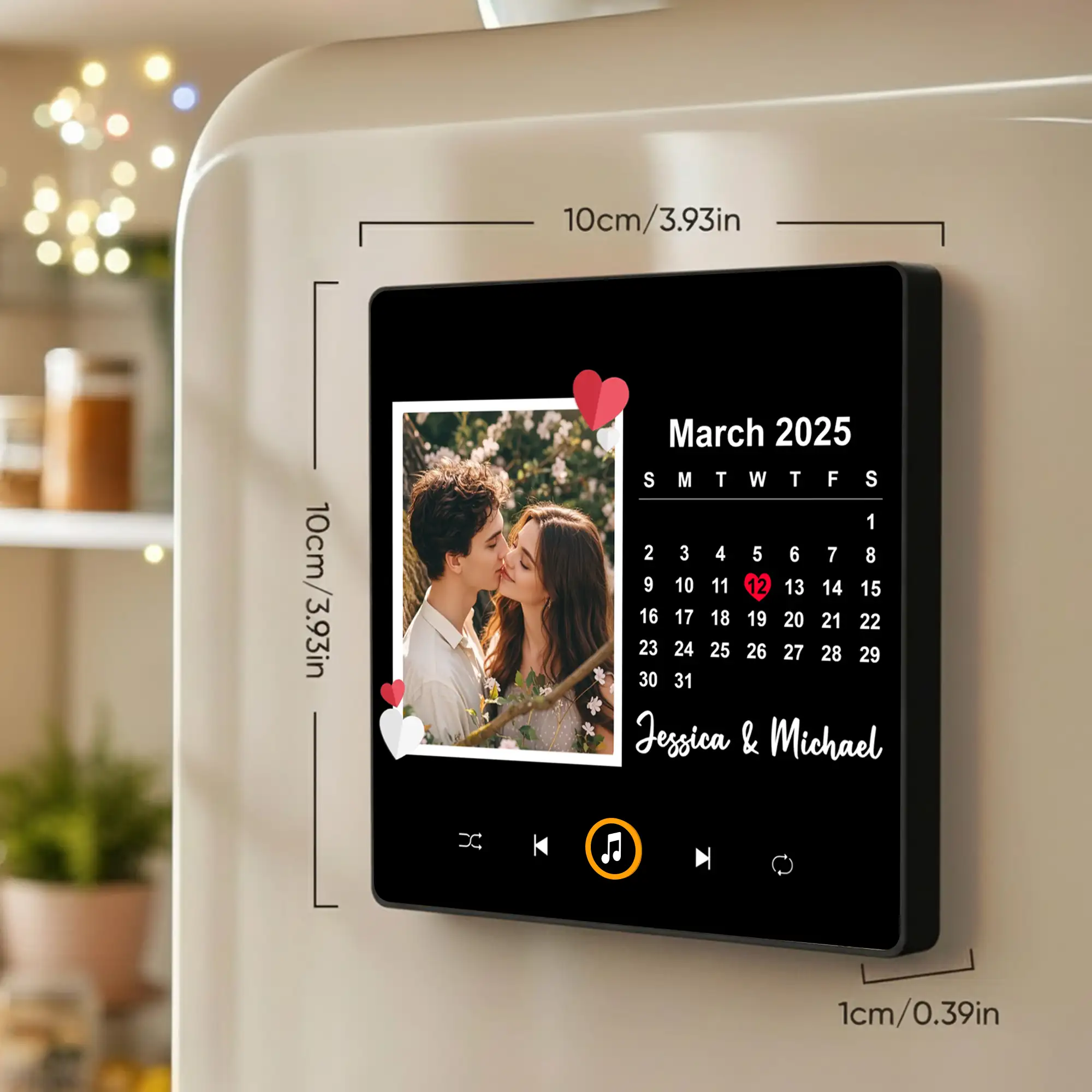 Acrylic Music Magnet with Kissing Couple Photo, Personalized Romantic Keepsake, Creative Gift for Partner - Image 4