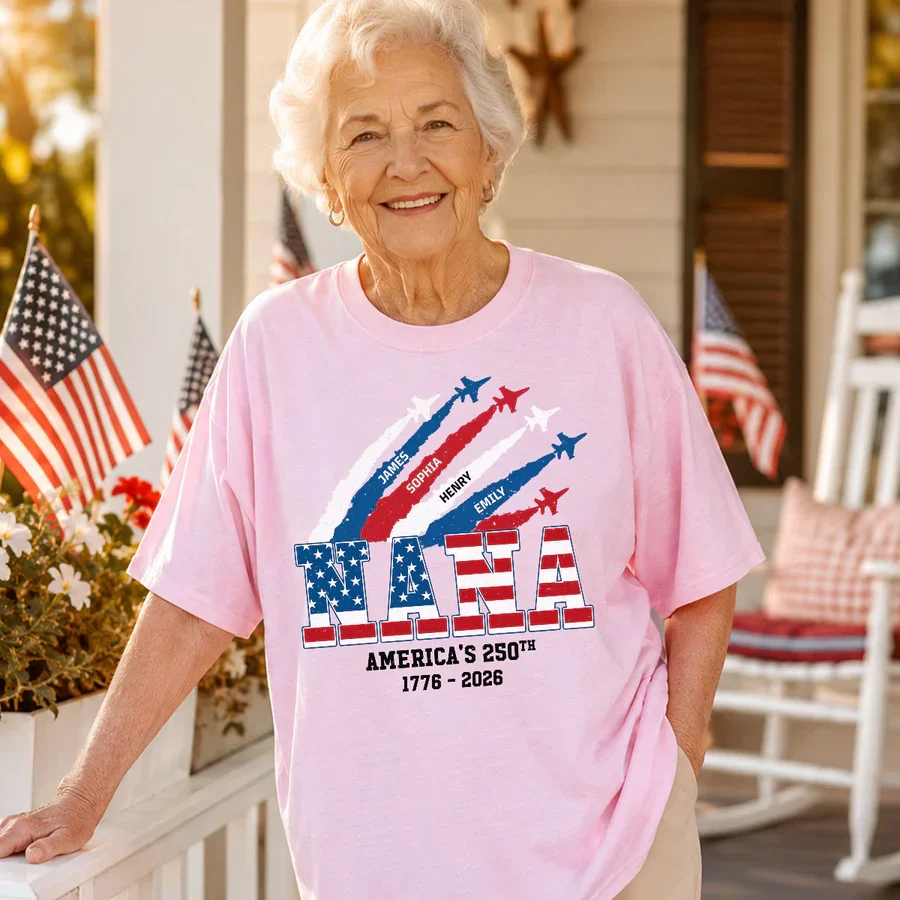 Custom Patriotic Family Pride Classic Tee for Sunny Porch Celebrations, Creative Gift for Grandma - Image 3
