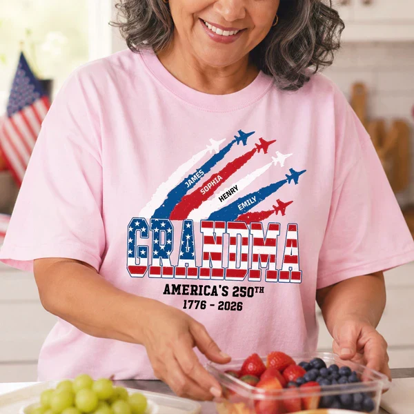 Custom Patriotic Family Pride Classic Tee for Sunny Porch Celebrations, Creative Gift for Grandma - Image 5