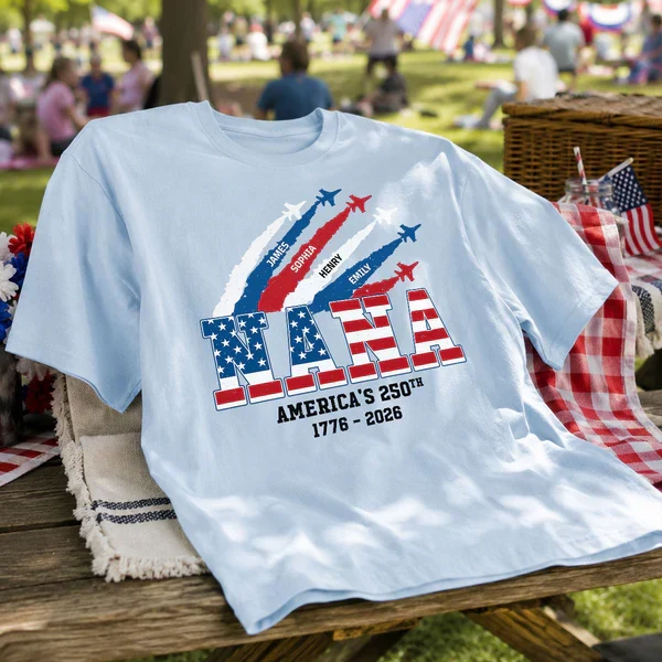 Custom Patriotic Family Pride Classic Tee for Sunny Porch Celebrations, Creative Gift for Grandma - Image 6