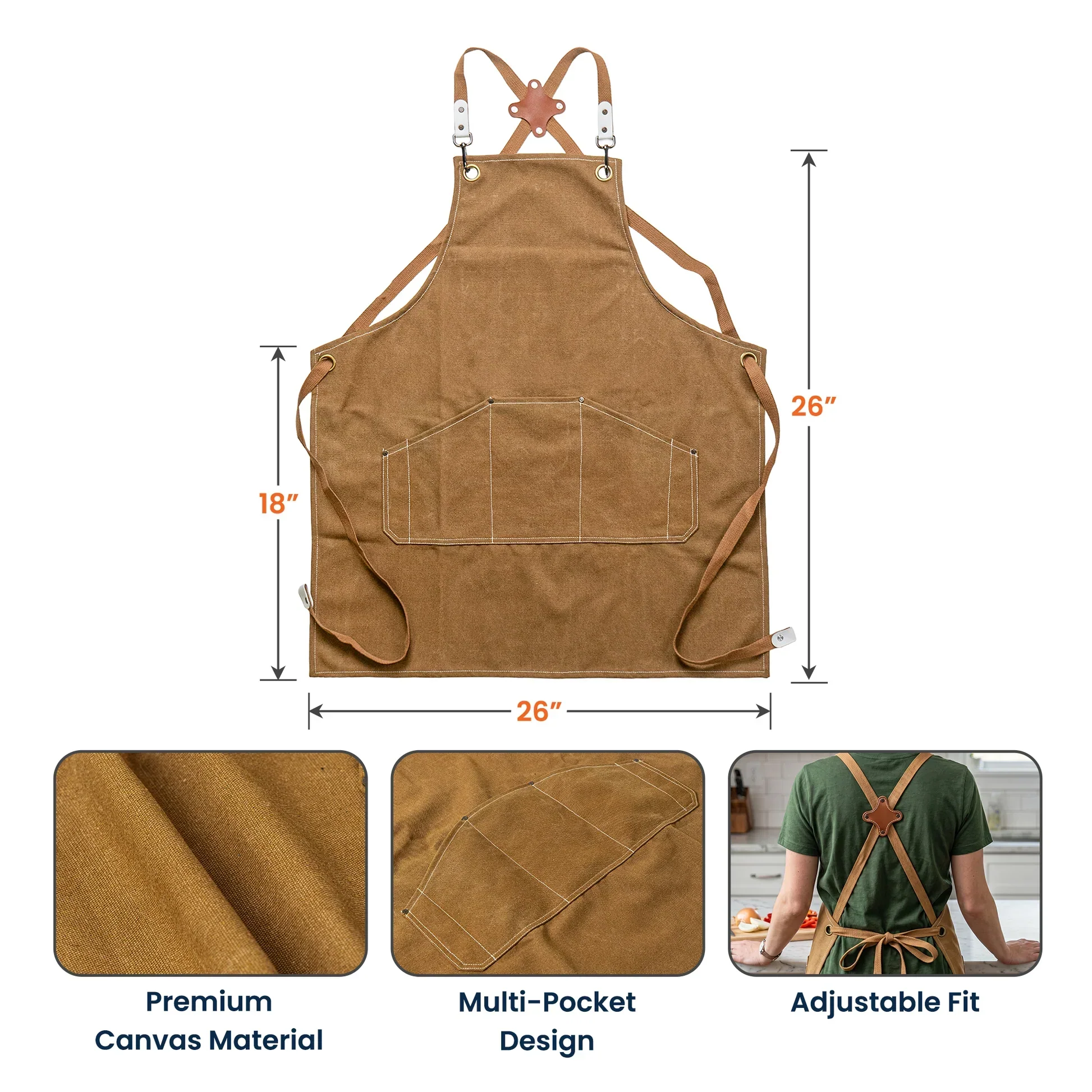 Custom Floral Printed Canvas Pocket Apron for Baking Days, Unique Creative Gift for Gardeners & Friends - Image 4