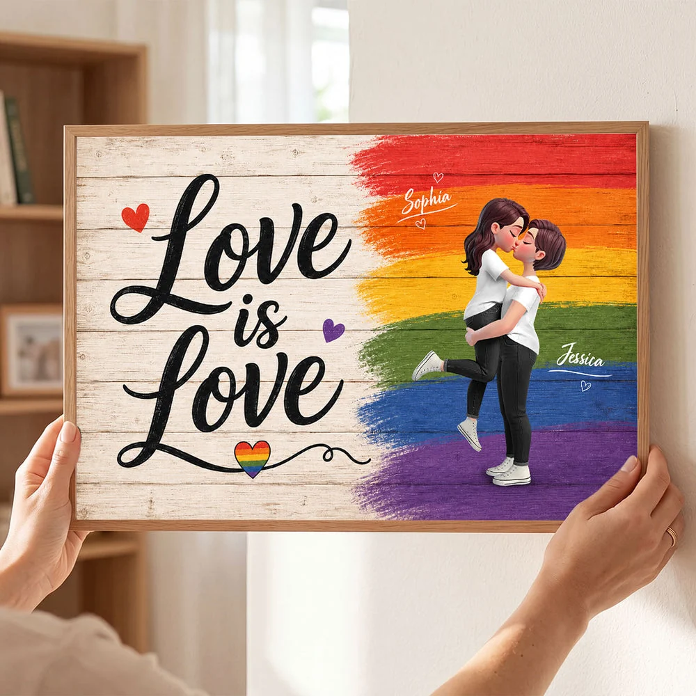 LGBT Couple Poster, Personalized Pride Wall Art with Romantic Embrace, Unique Gift for Partner - Image 3