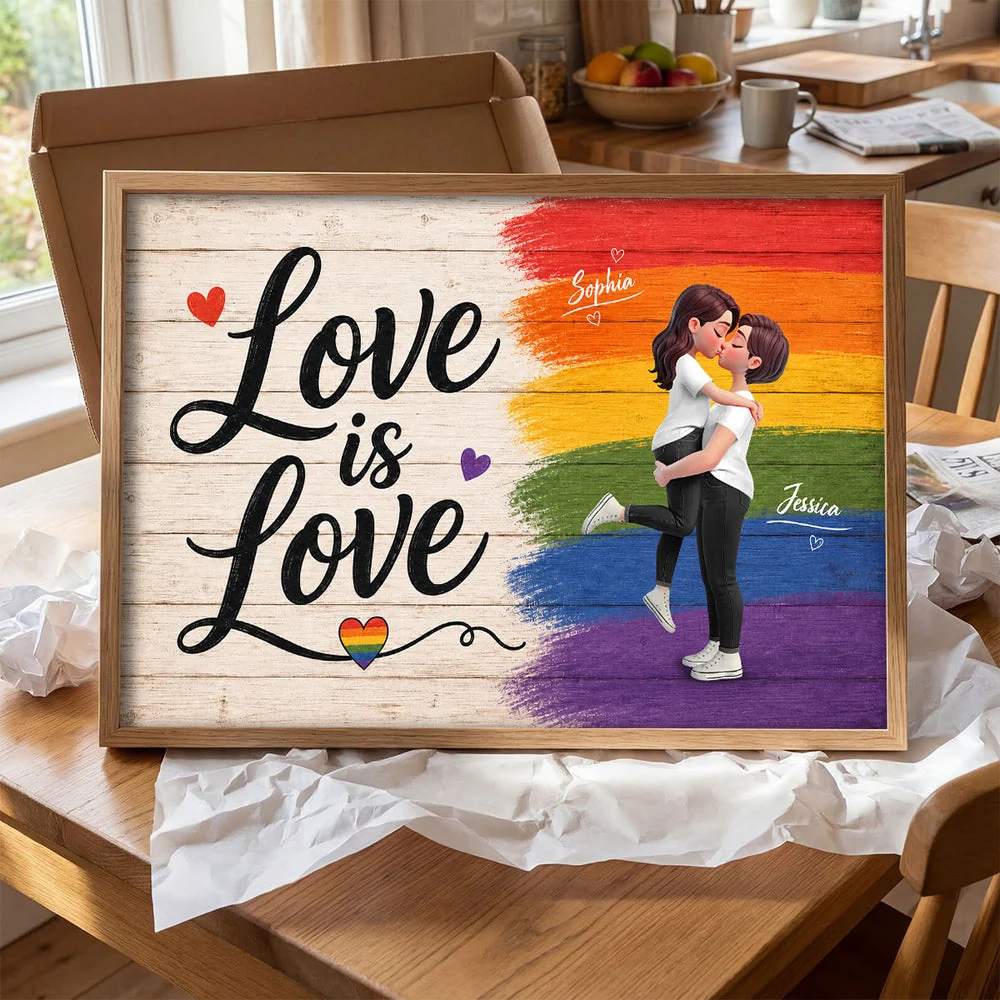 LGBT Couple Poster, Personalized Pride Wall Art with Romantic Embrace, Unique Gift for Partner - Image 5