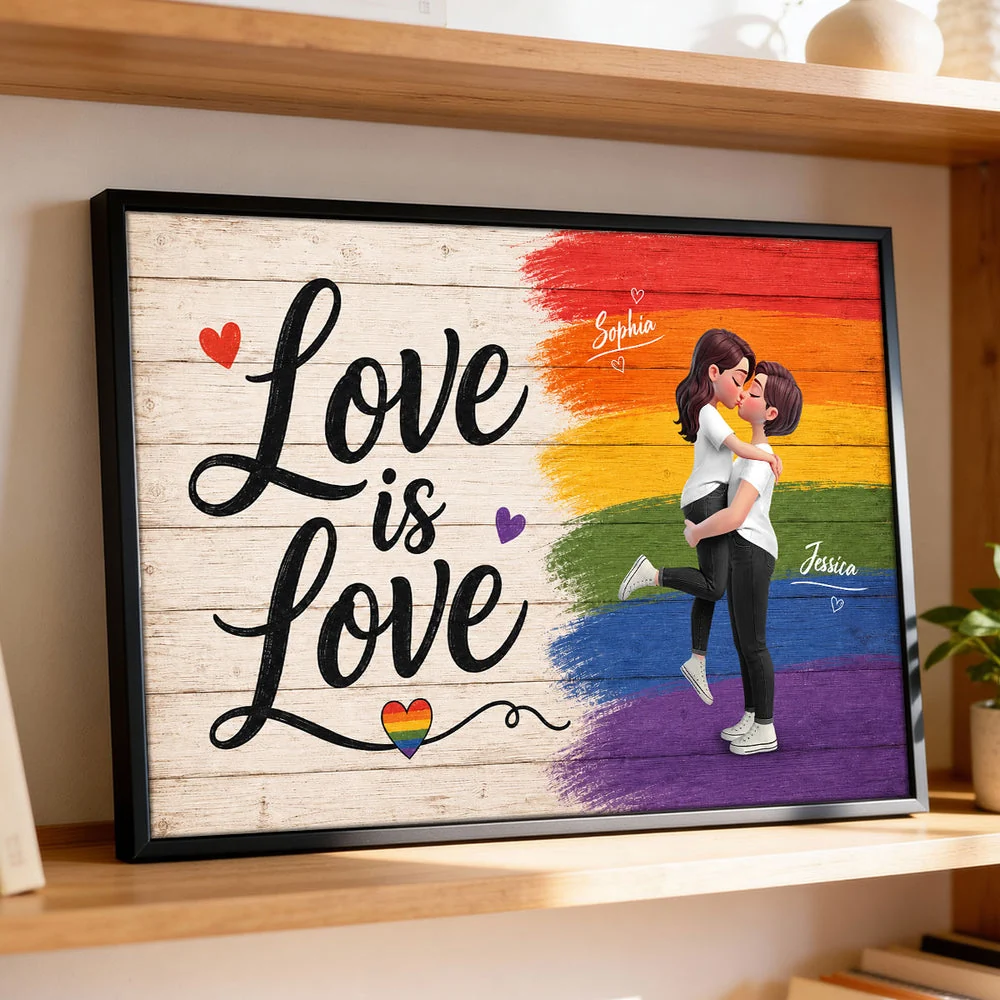 LGBT Couple Poster, Personalized Pride Wall Art with Romantic Embrace, Unique Gift for Partner - Image 6
