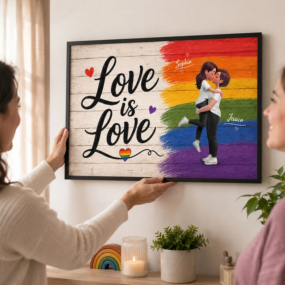 LGBT Couple Poster, Personalized Pride Wall Art with Romantic Embrace, Unique Gift for Partner - Image 7