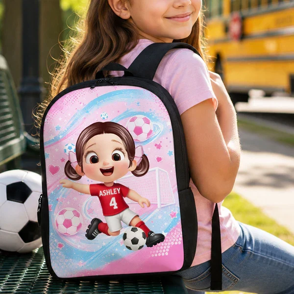Personalized Kids School Backpack with Soccer Space Cartoon, Unique Gift for Young Players - Image 6