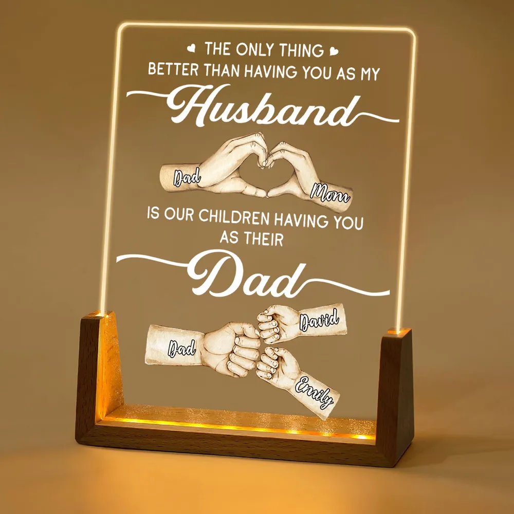 Personalized LED Light Frame for Husband & Dad, Unique Custom Gift with Warm Family Hands Design - Image 2