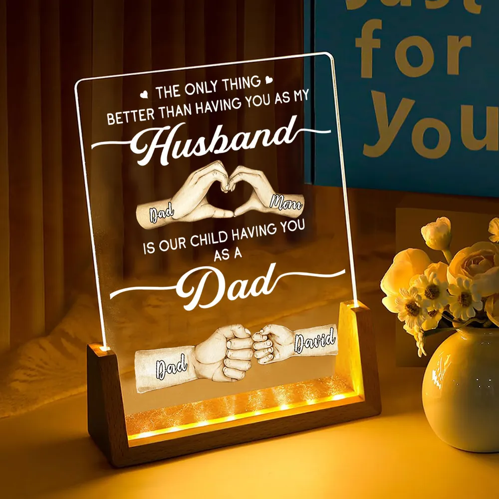 Personalized LED Light Frame for Husband & Dad, Unique Custom Gift with Warm Family Hands Design - Image 3