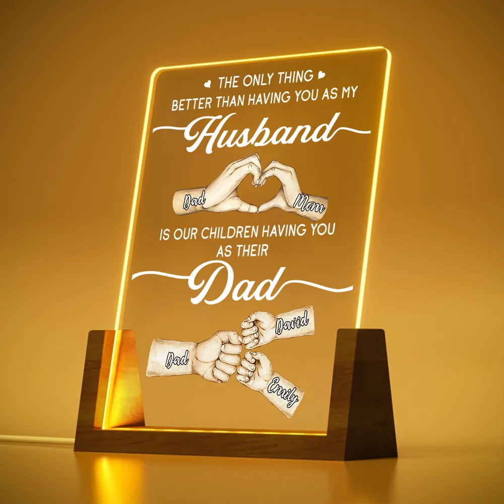 Personalized LED Light Frame for Husband & Dad, Unique Custom Gift with Warm Family Hands Design - Image 4